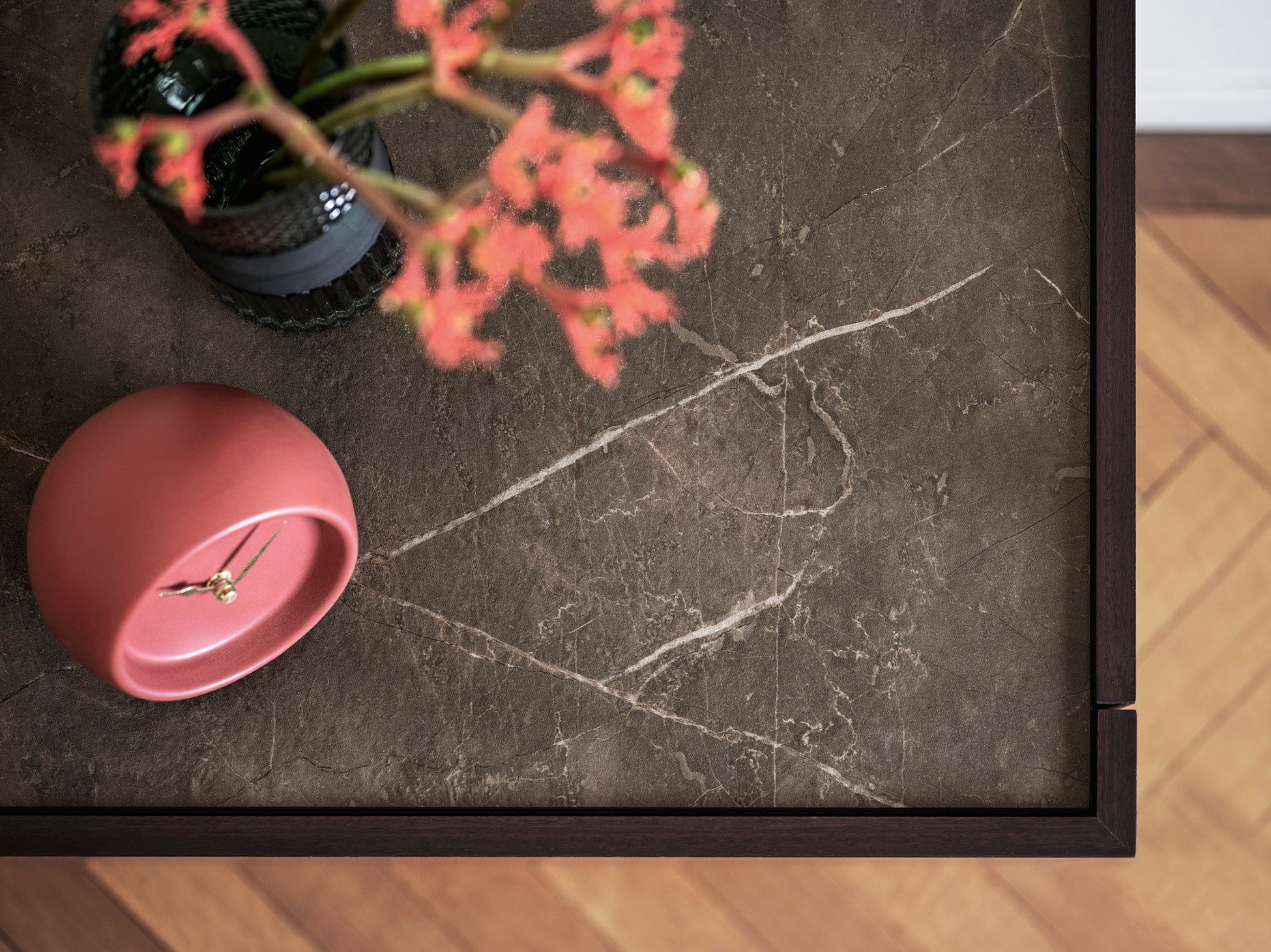 RTV-Schränke HORIZON dunkles Holz mit brauner Platte