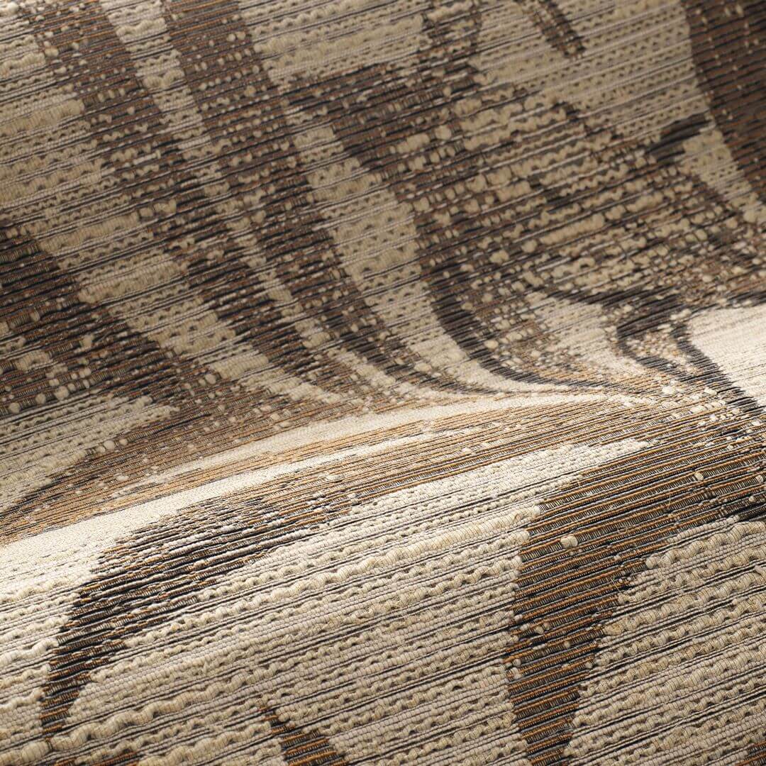 Textiltapete mit pflanzlichem Blattmotiv SALIX - NOIR/TABAC Tabak mit Beige