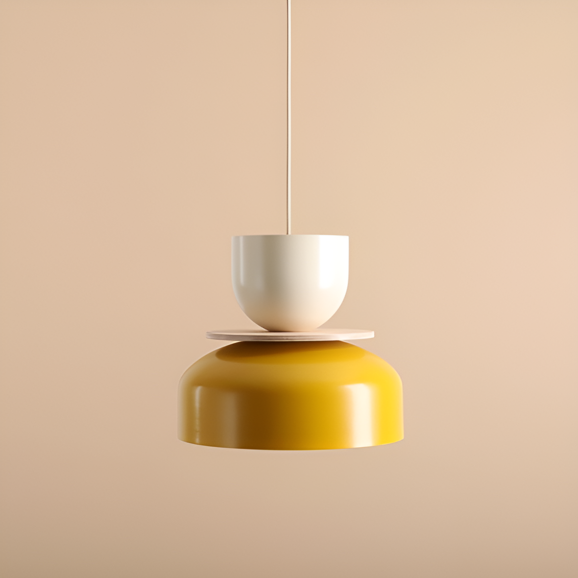 Hanging lamp for cream with yellow