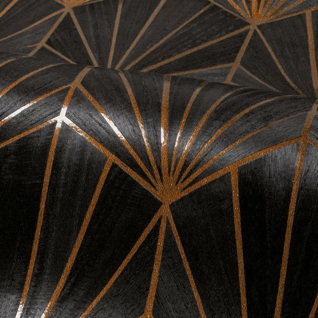 Furnierte Tapete mit geometrischem Art Deco-Muster MYTHIQUE - CARBONE BRONZE dunkelbraun