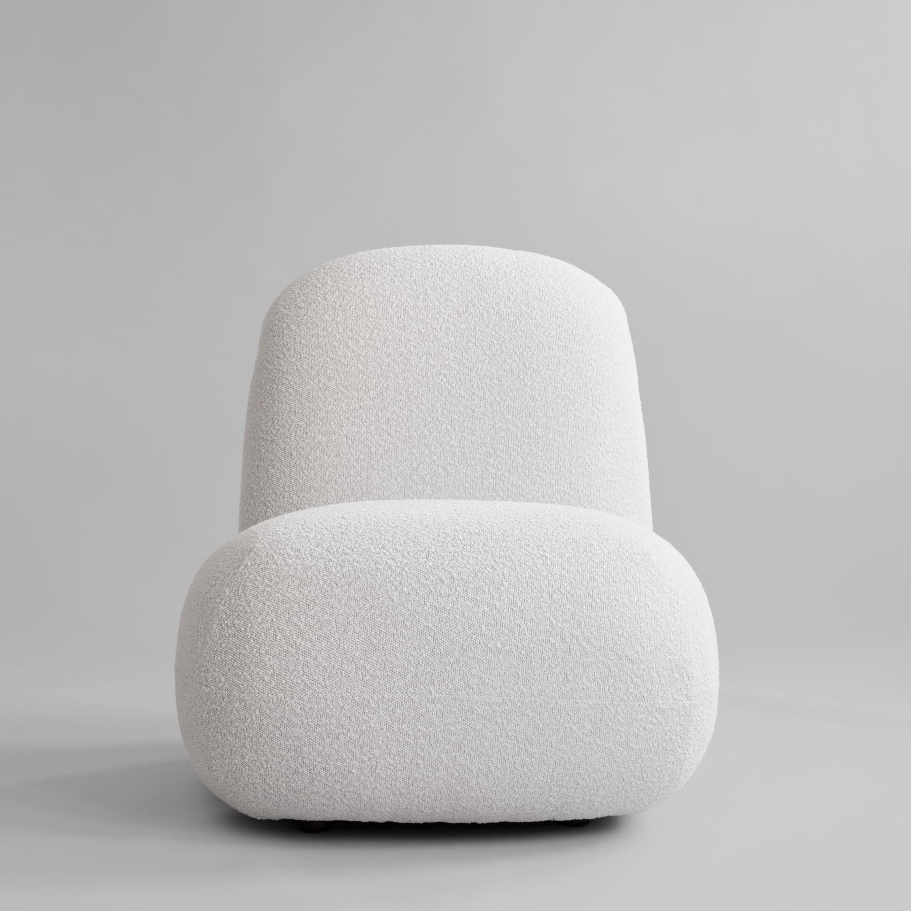 TOE FLAT armloser Sessel Bouclé weiß