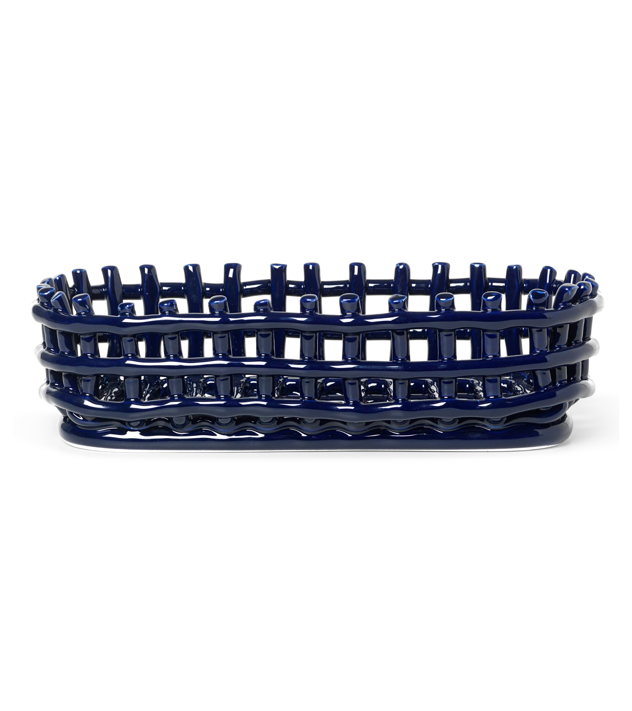 CERAMIC BASKET OVAL blue