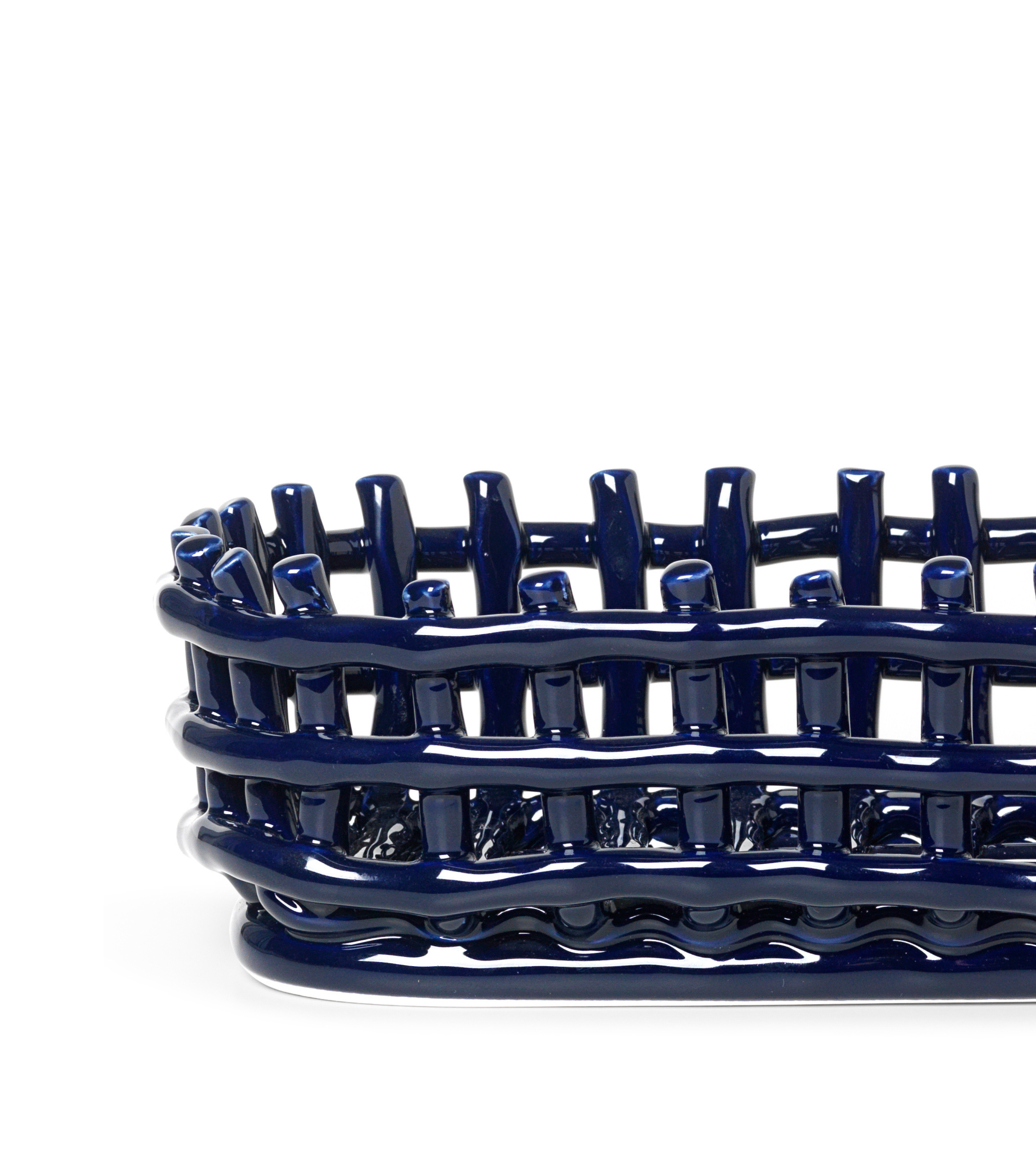 CERAMIC BASKET OVAL blue