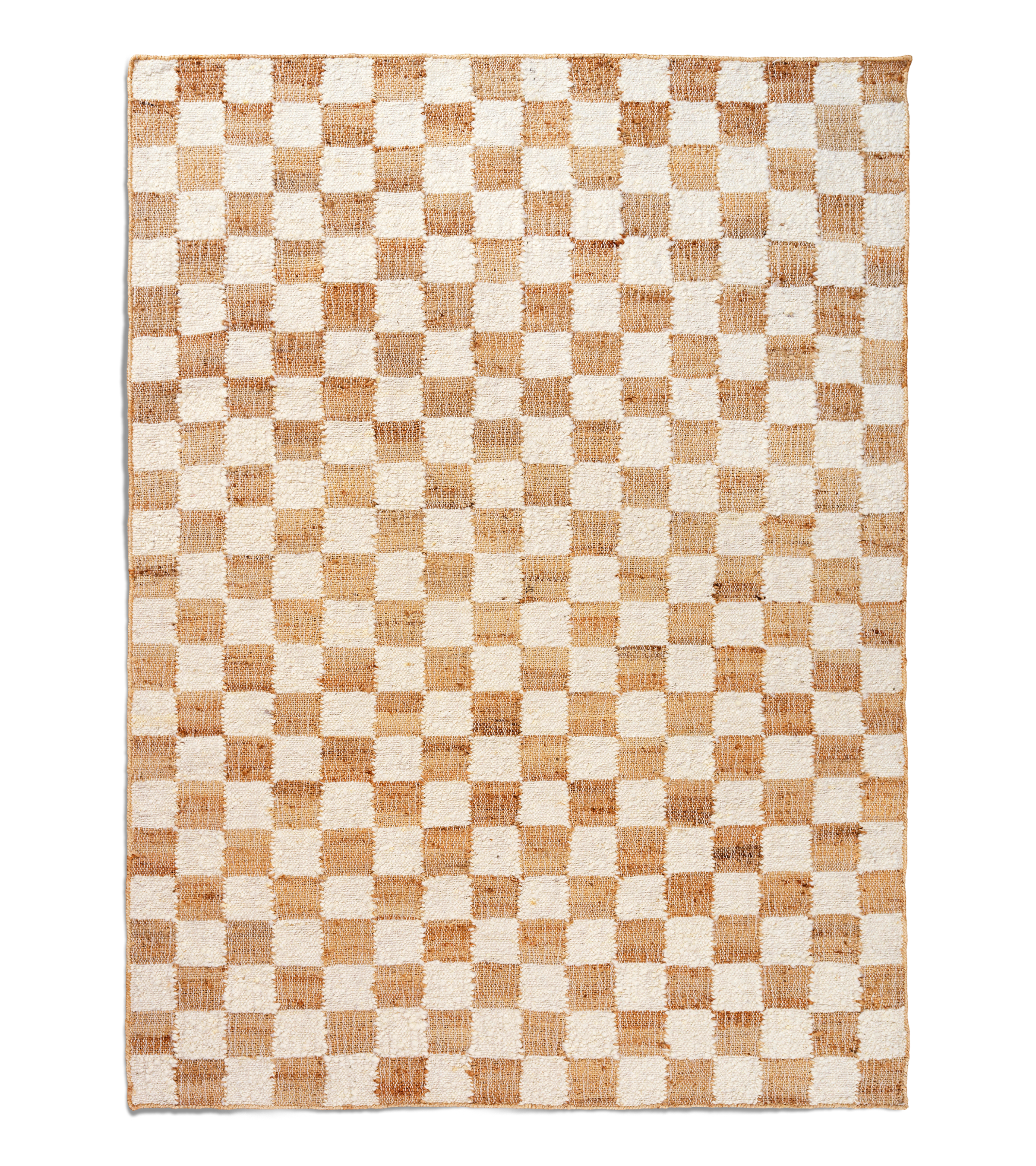 CHECK beige wool-jute rug
