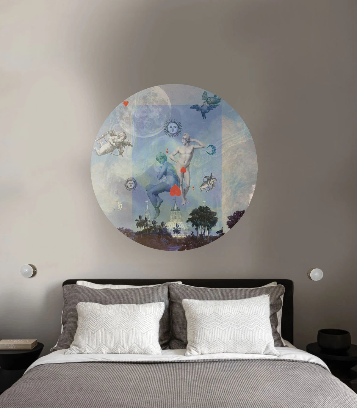 Wandbild in Kreisform DOTS - AMORE blau