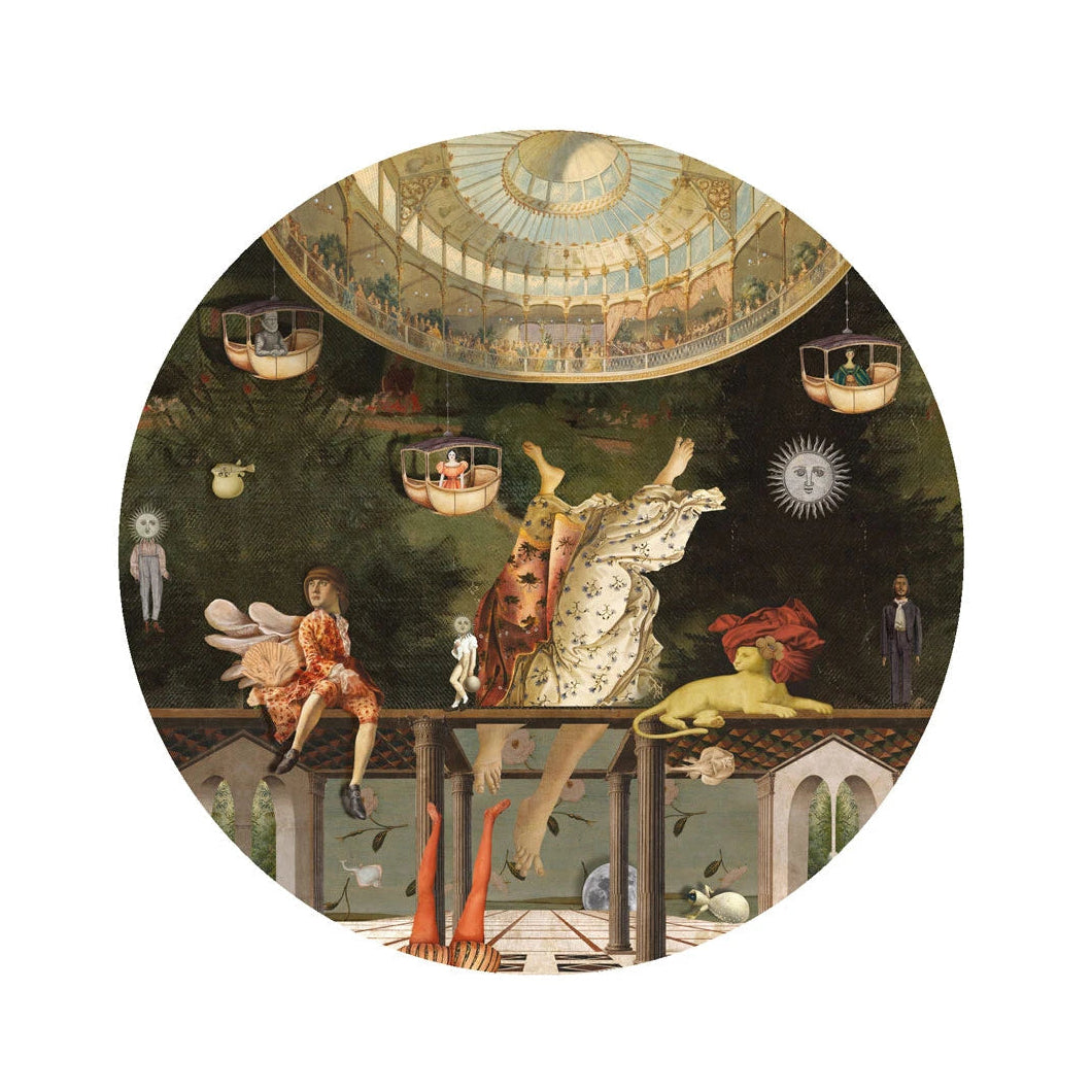 Mural w kształcie koła DOTS - CAROUSEL grün mit Gold