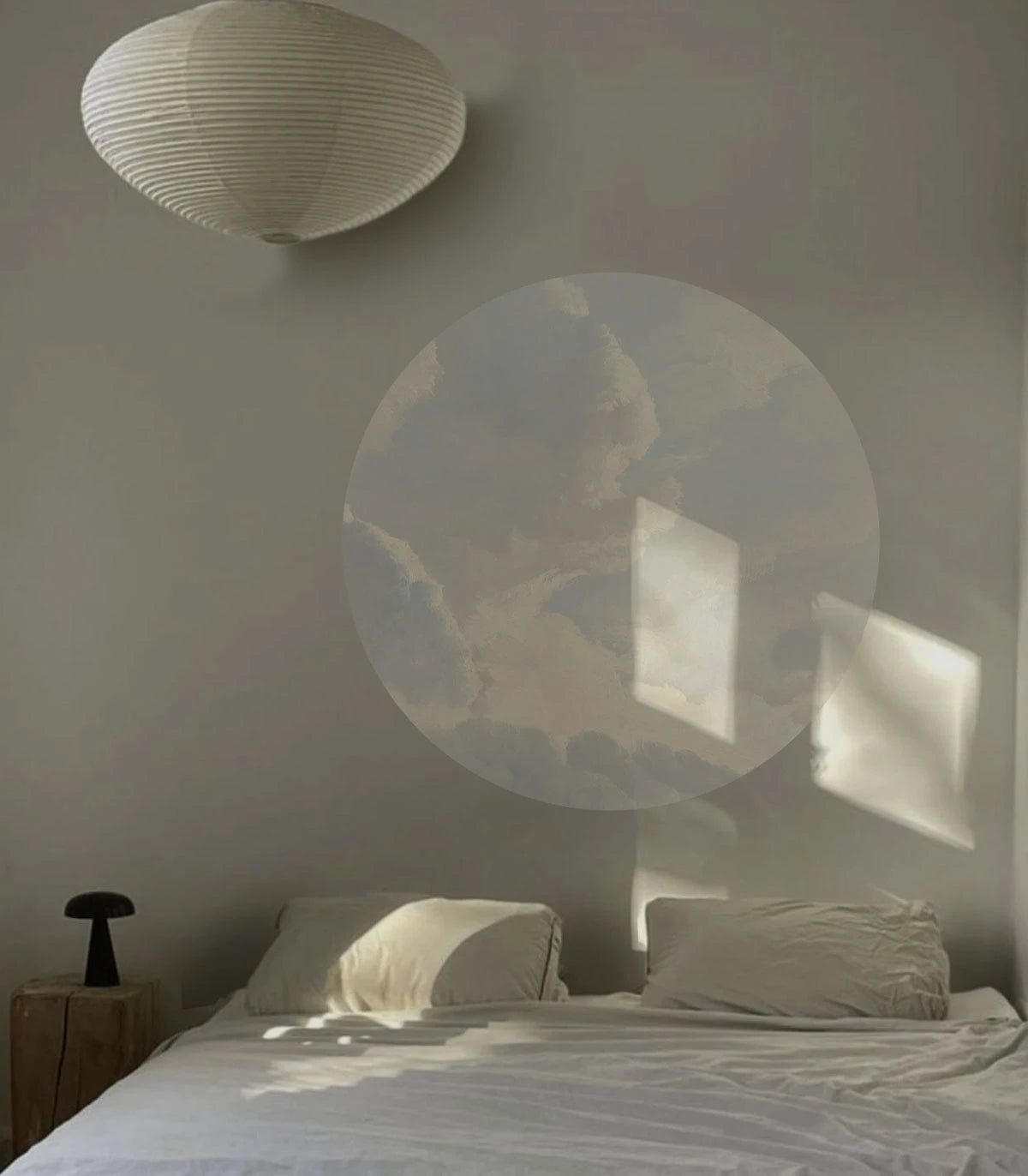 Circular Mural DOTS - CLOUDY SKY warm gray