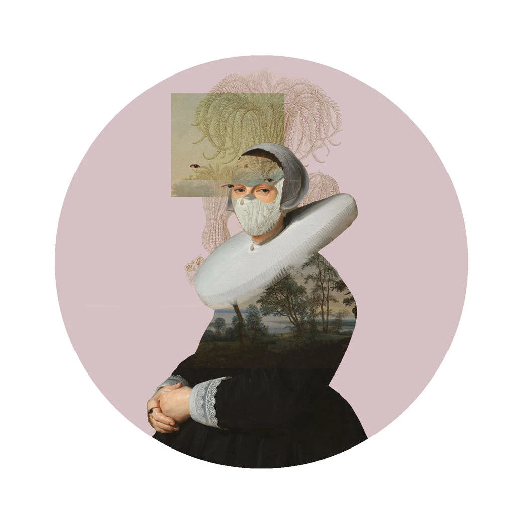 Wandbild in Kreisform DOTS - LANDSCAPE MUSE rosa