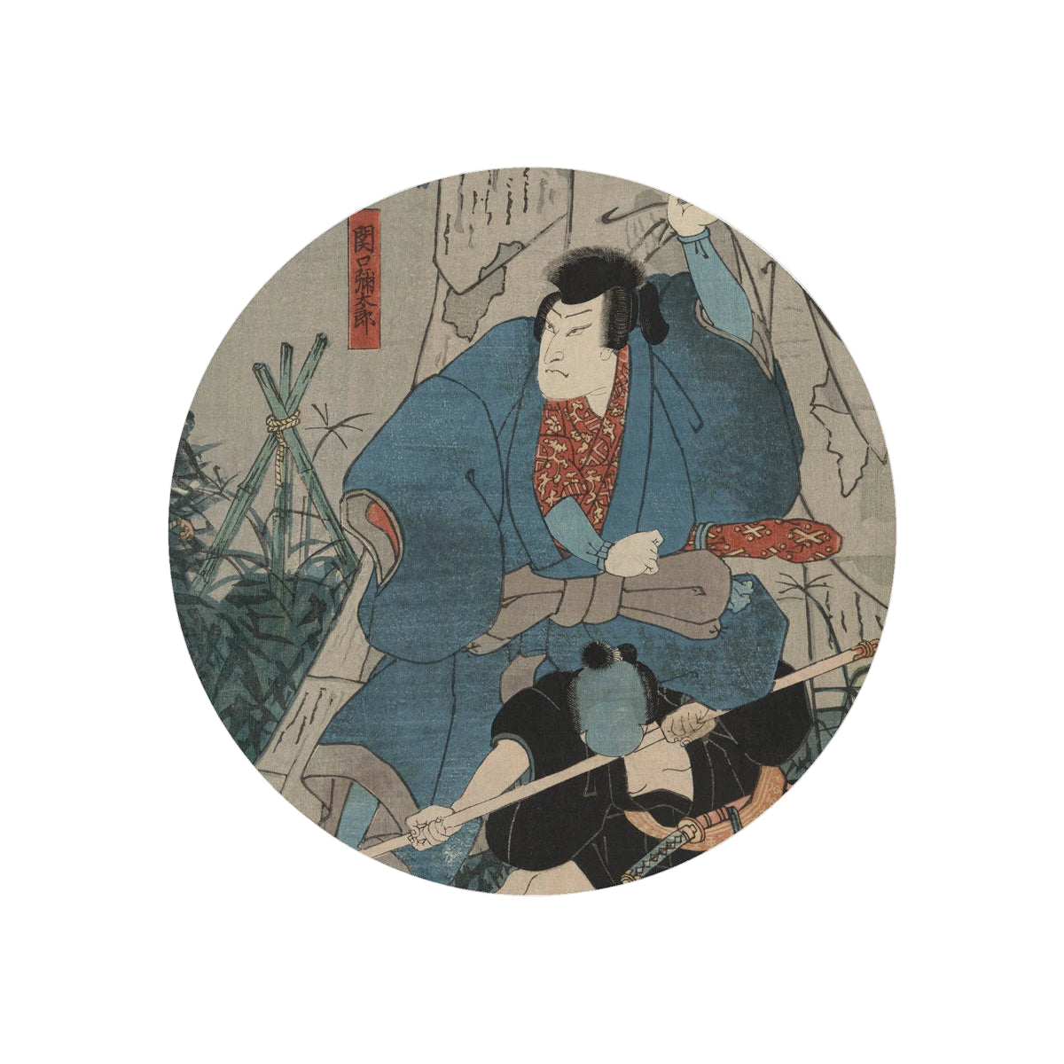 Wandleuchte DOTS LIGHTING - SAMURAI SAGA beige mit Blau