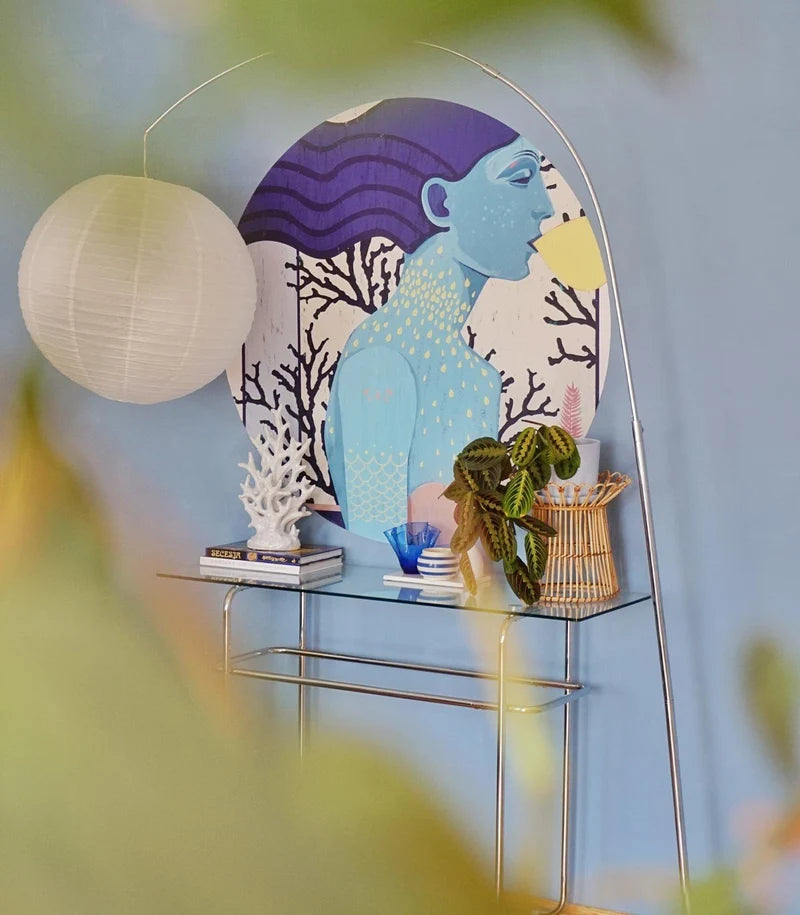 Wandbild in Kreisform DOTS - SIREN COOL GIRL blau