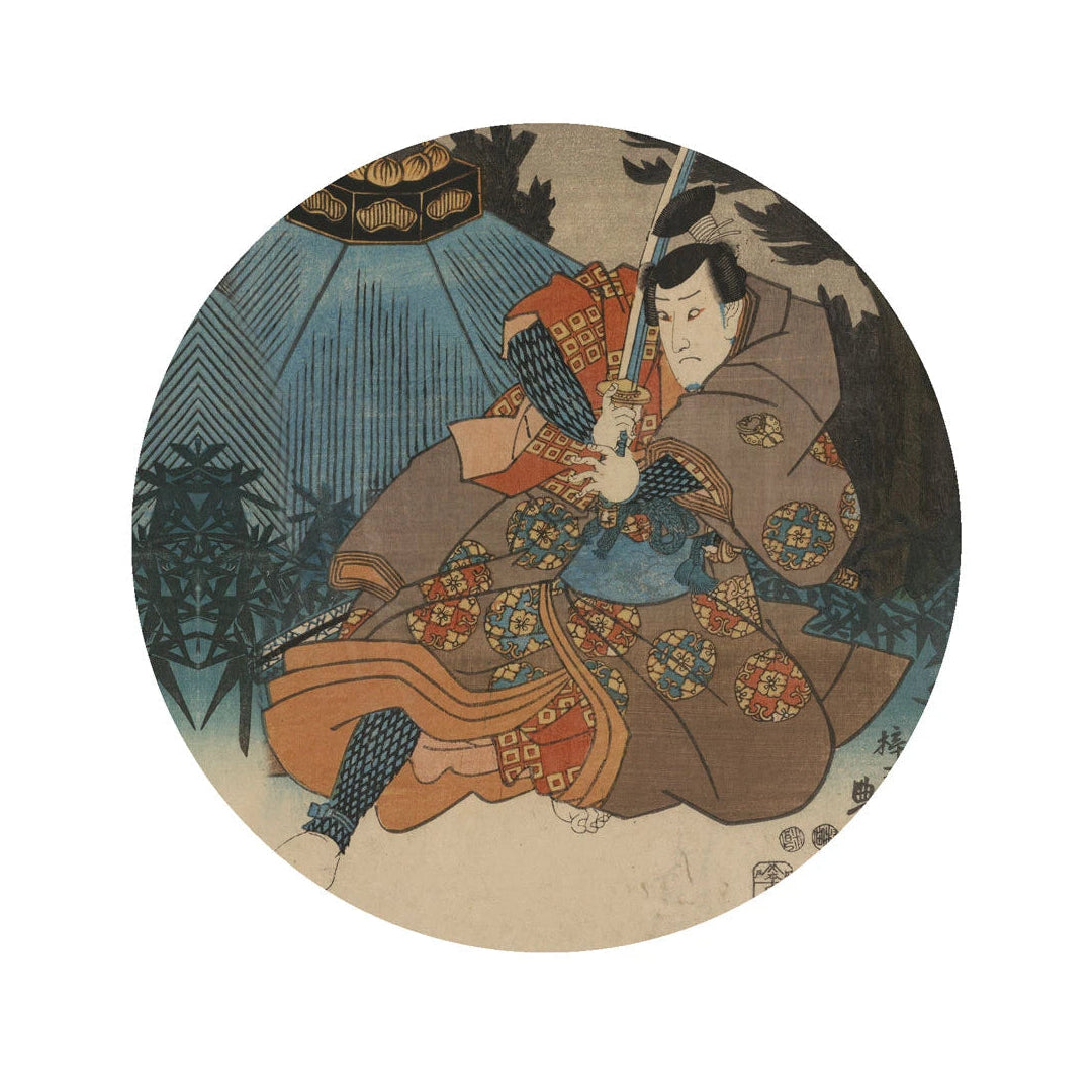 Circle-shaped mural DOTS - WARRIOR ETHOS brown with beige