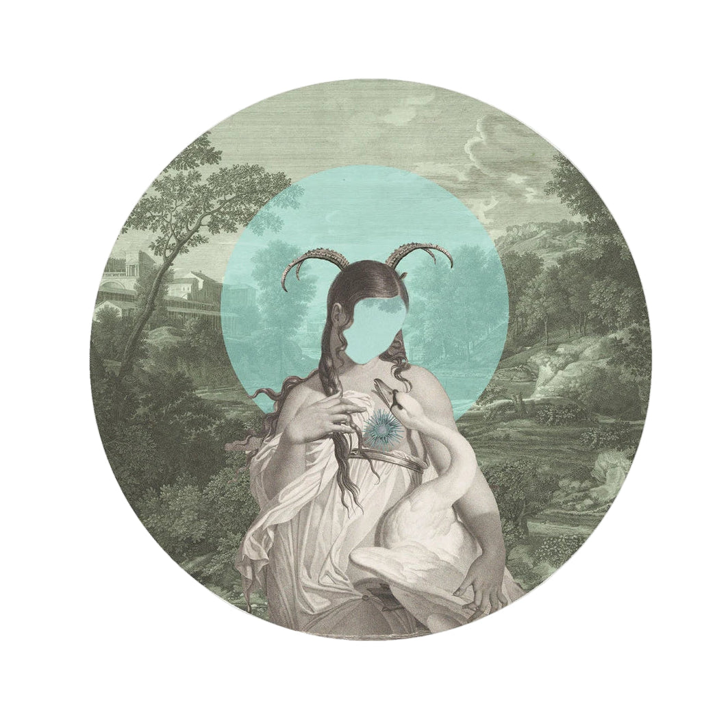 Wandbild in Kreisform DOTS - ZODIAC MUSE türkis