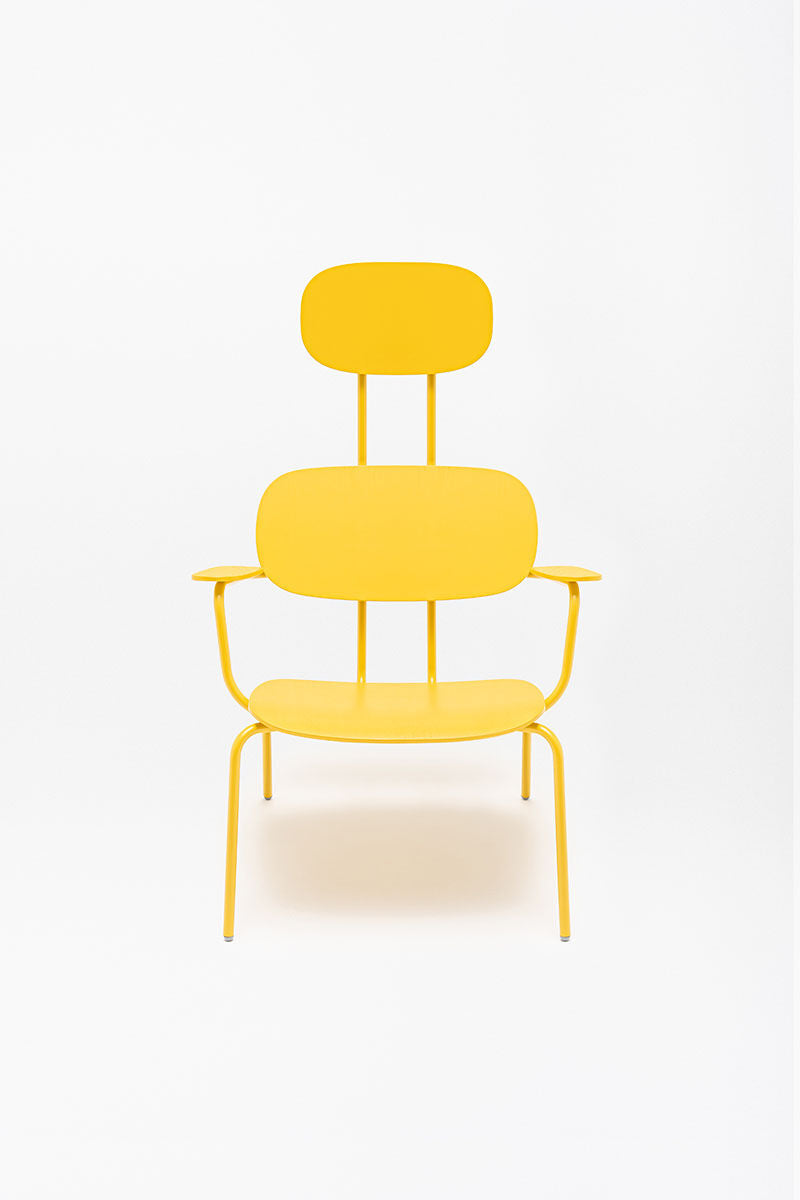Fotel z zagłówkiem NEW SCHOOL LOUNGE niebieska podstawa – .mdd