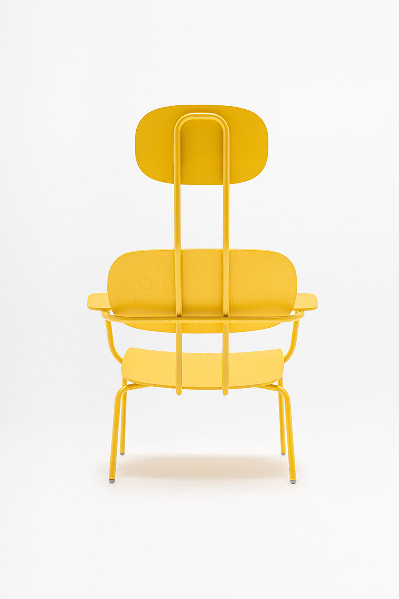 Fotel z zagłówkiem NEW SCHOOL LOUNGE jasnoszara podstawa – .mdd