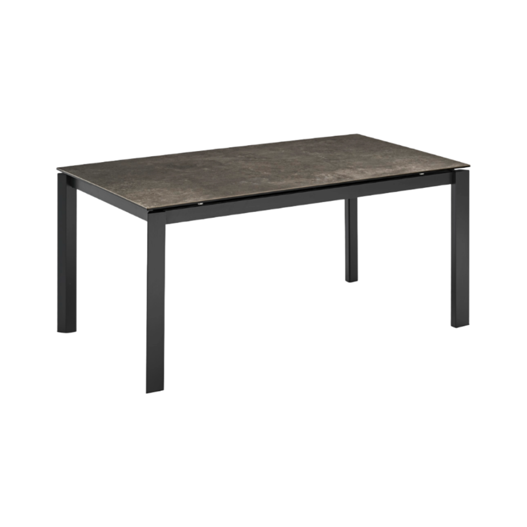 Ausziehbarer Tisch DUCA mit graphitfarbener Tischplatte und schwarzem Gestell