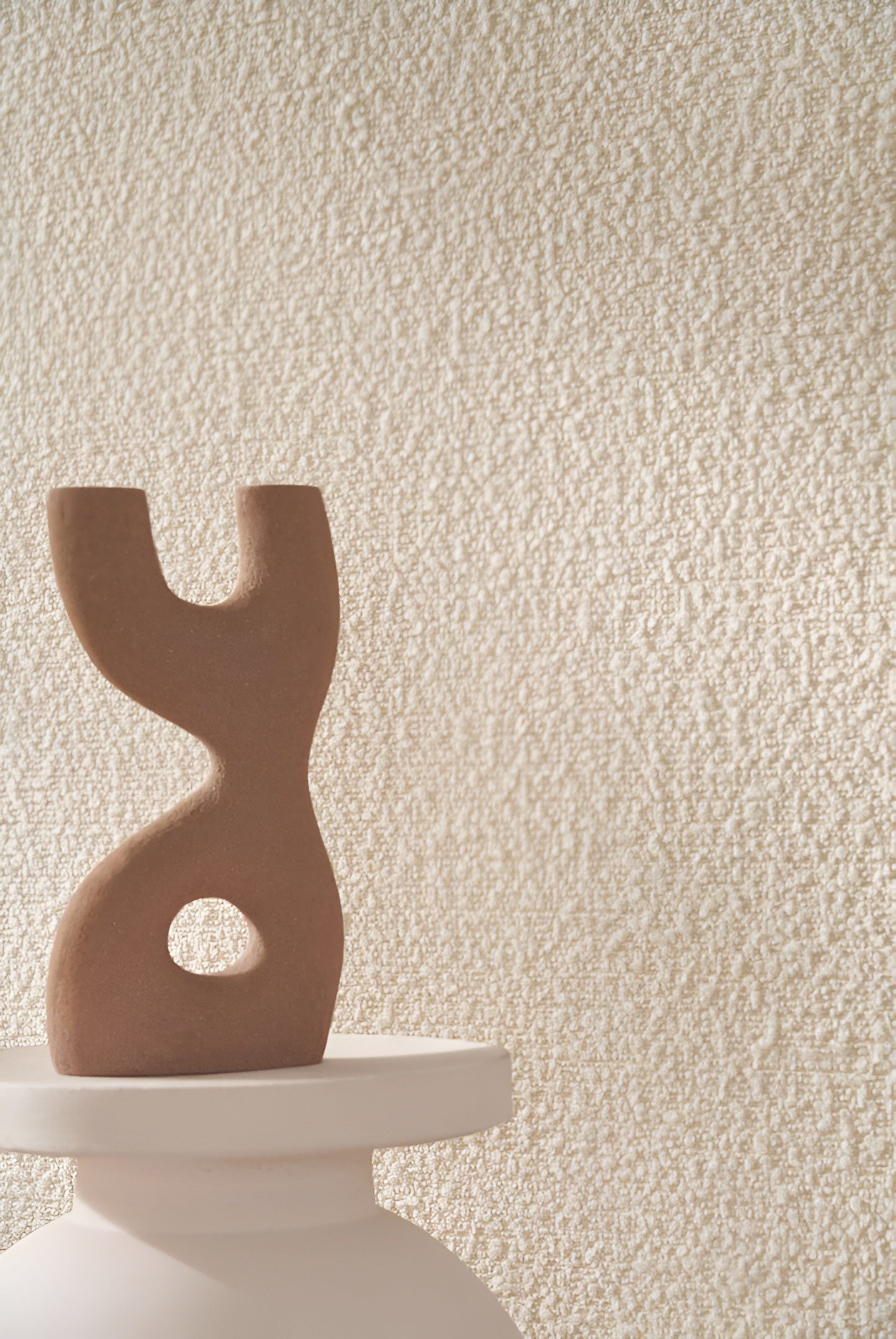 Textured textile wallpaper boucle ETREINTE - BEIGE beige