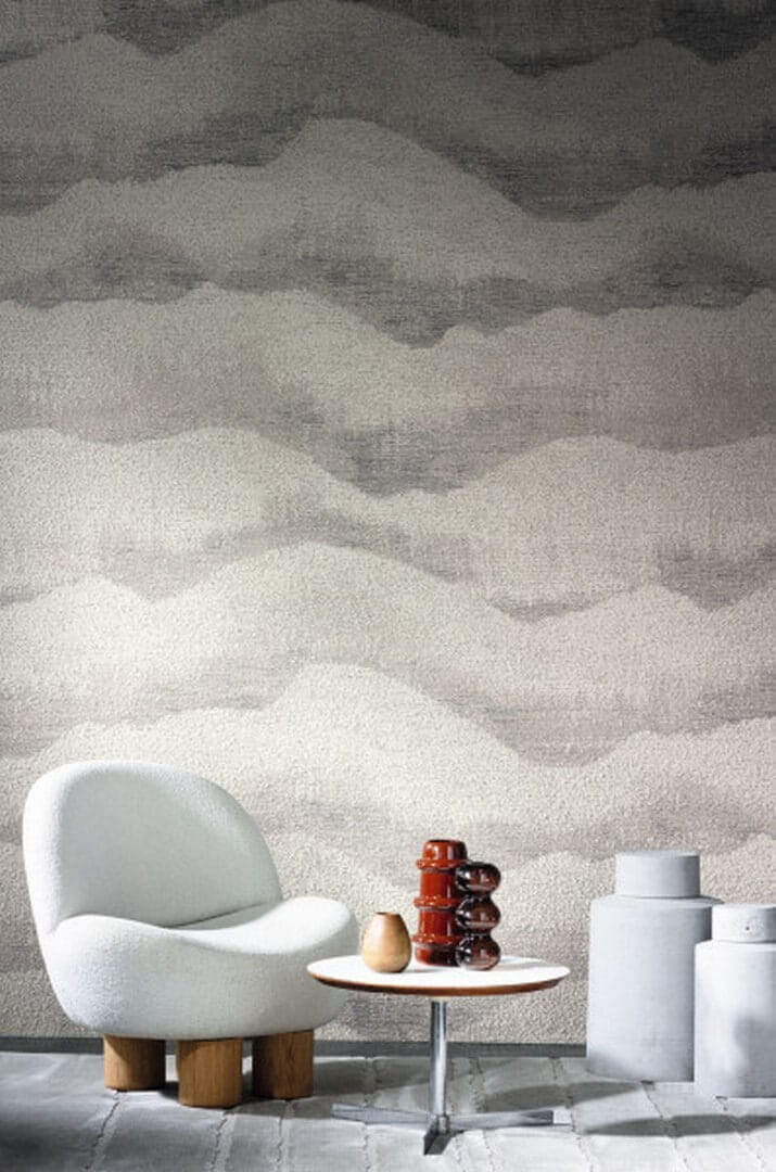 Textilstruktur-Tapete mit Wolkenmotiv JASPER - GRIS CENDRÉ grau