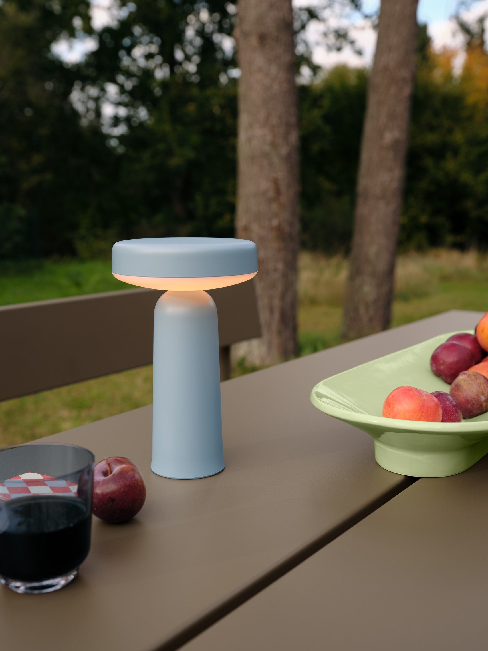 Outdoor bench with backrest LINEAR taupe steel