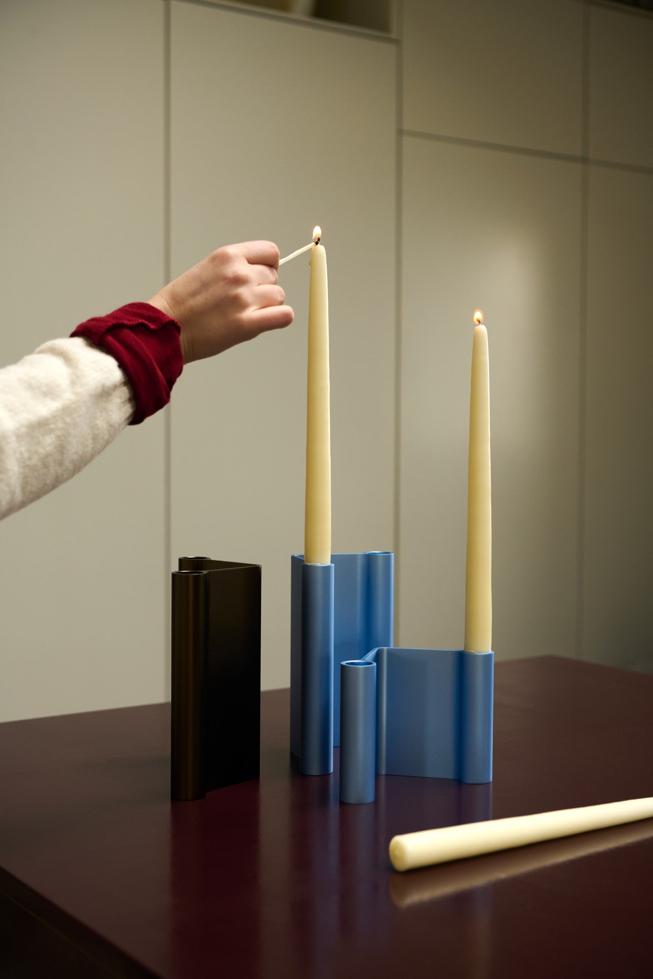 PAIR Blue Candle Holder