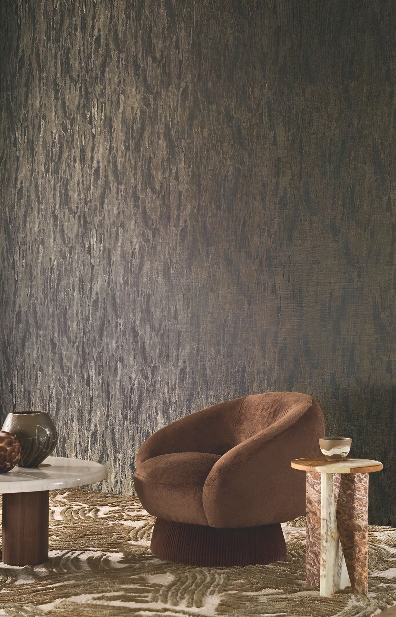 Textile wallpaper semi-smooth with gloss PALATINO - NOIR DORÉ black with gold