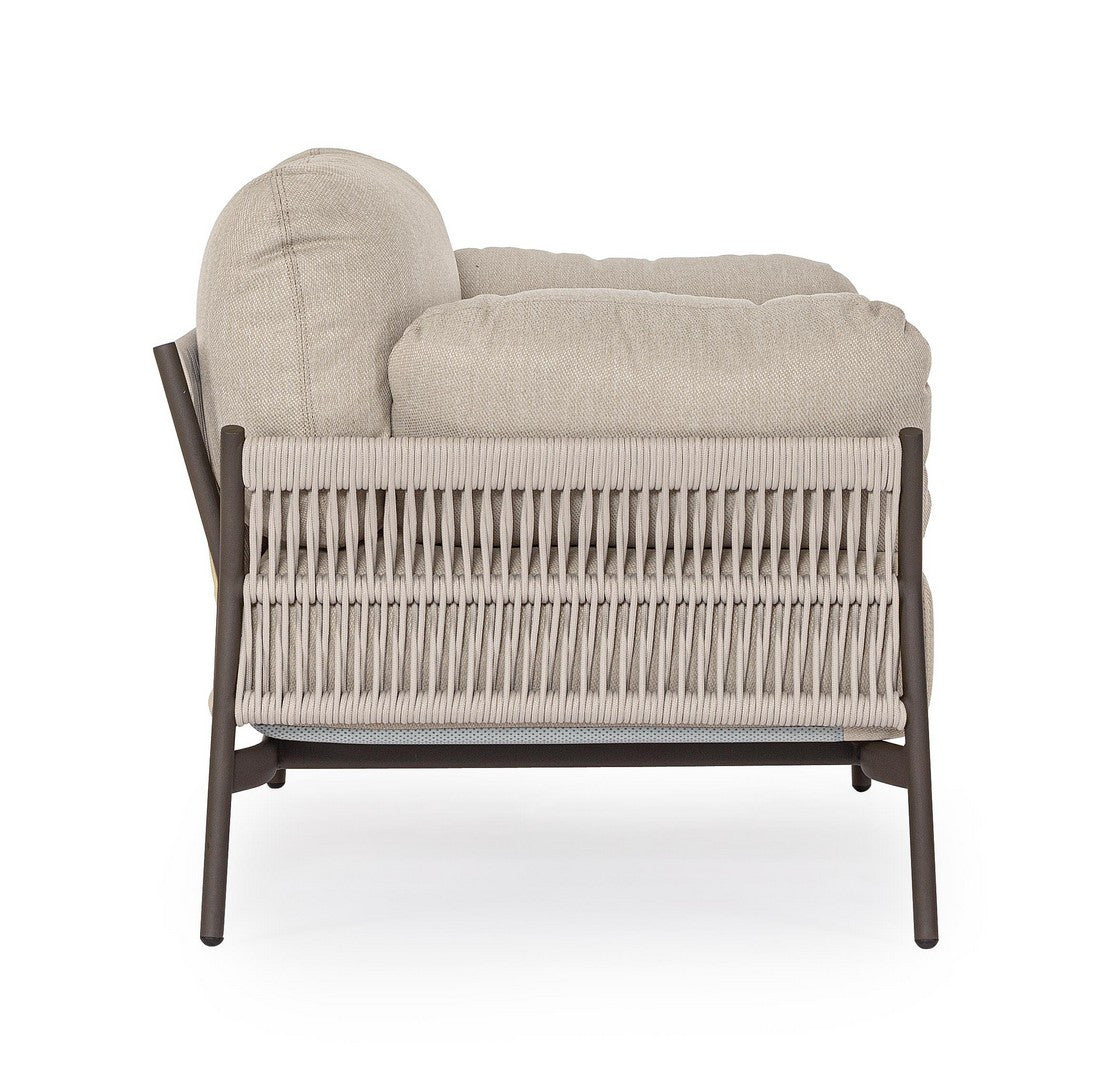 Außenstuhl PARDIS in Beige mit braunem Gestell