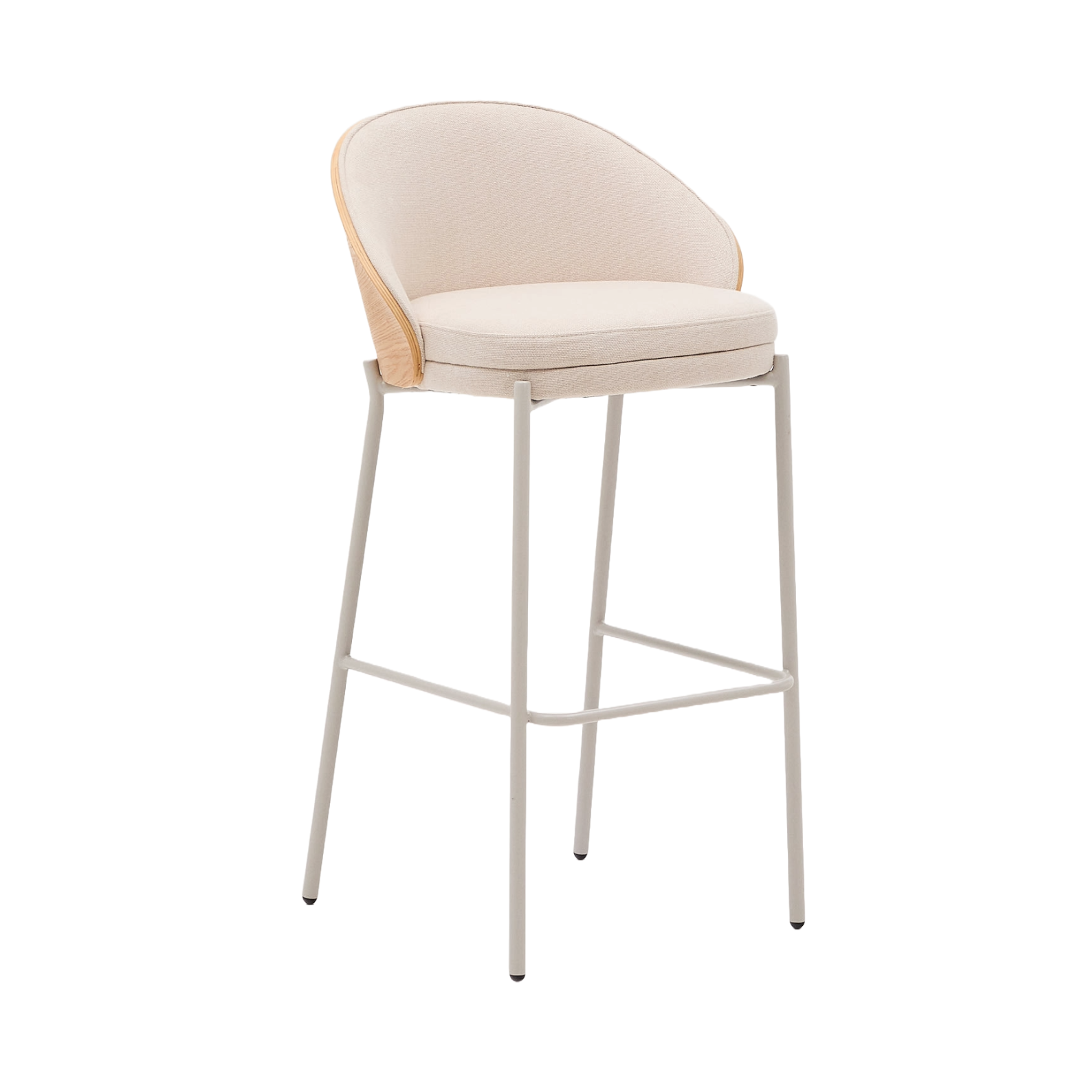 EAMY Bar Stool in Beige Chenille with Ash Finish