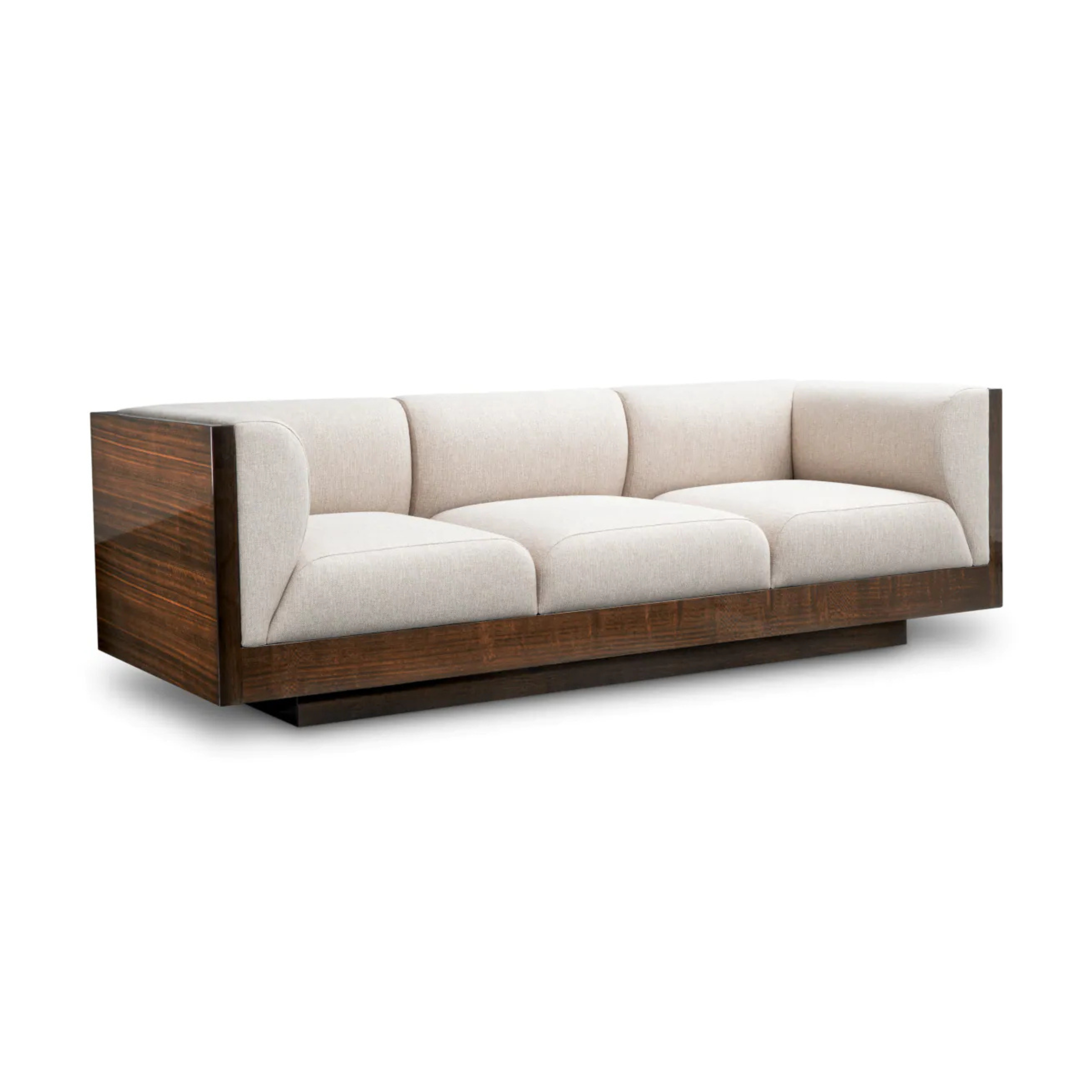 SEBASTIAN cream sofa with eucalyptus veneer