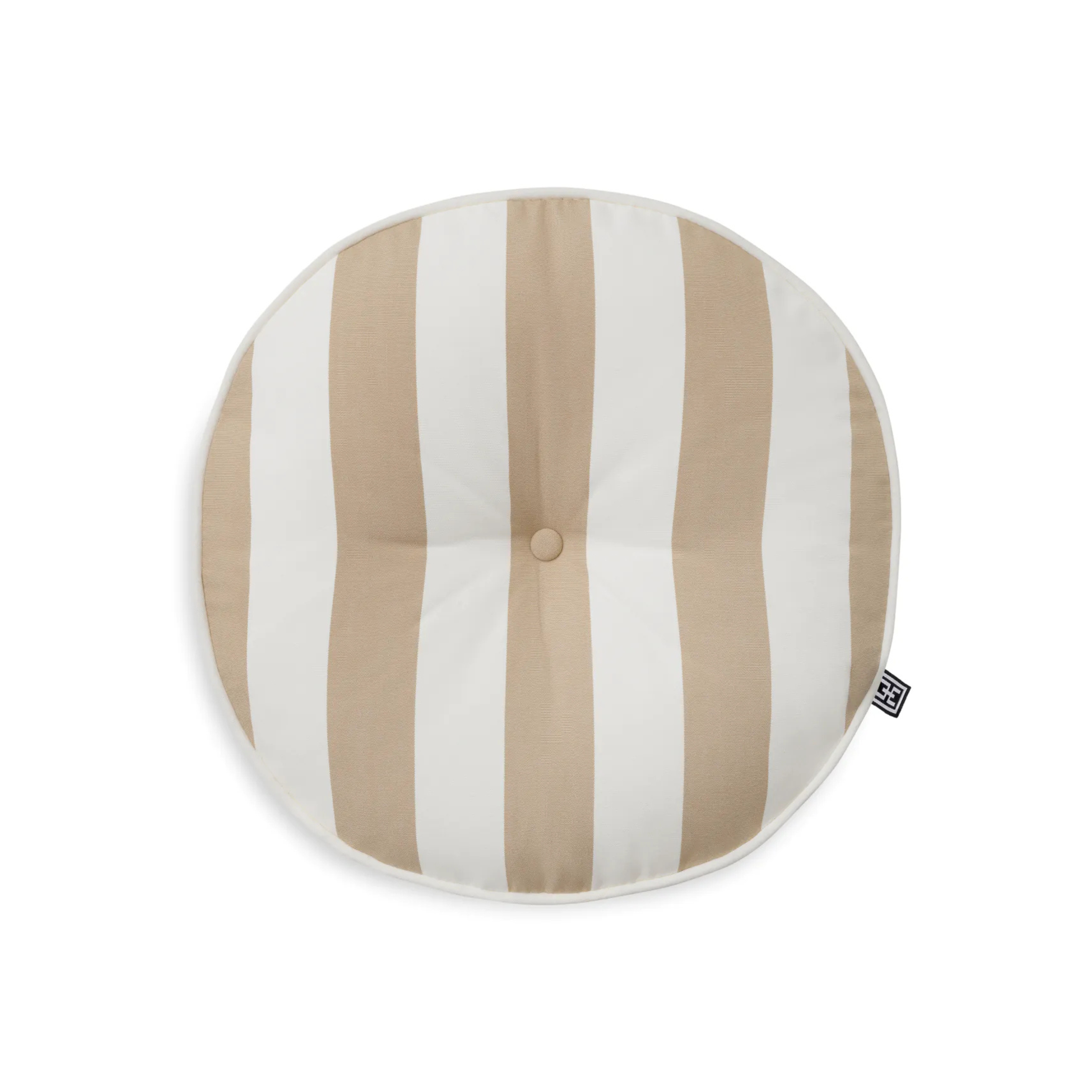 Round garden cushion FLORENT beige with white