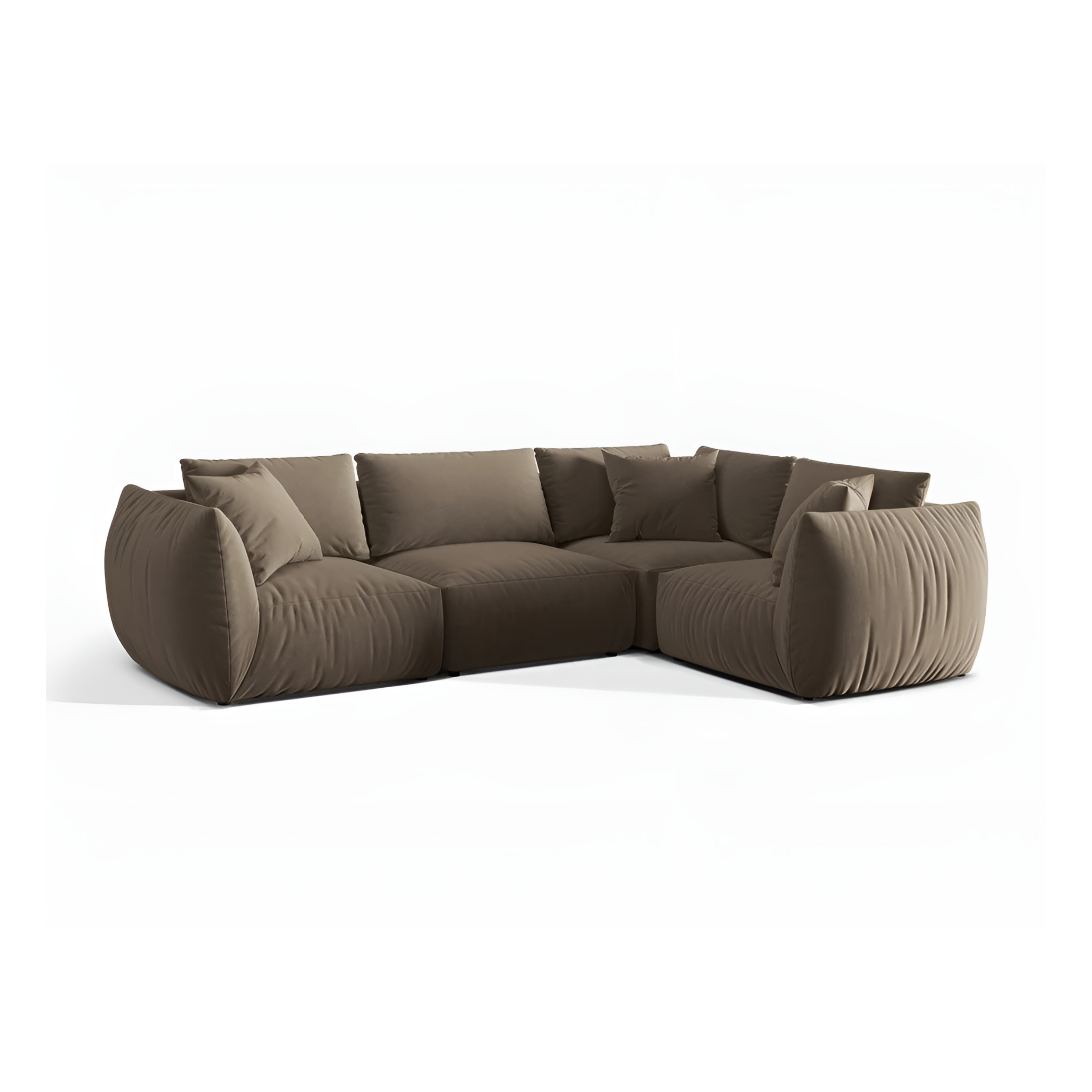 Samt-Ecksofa für 4 Personen rechts CHRIS hellbraun