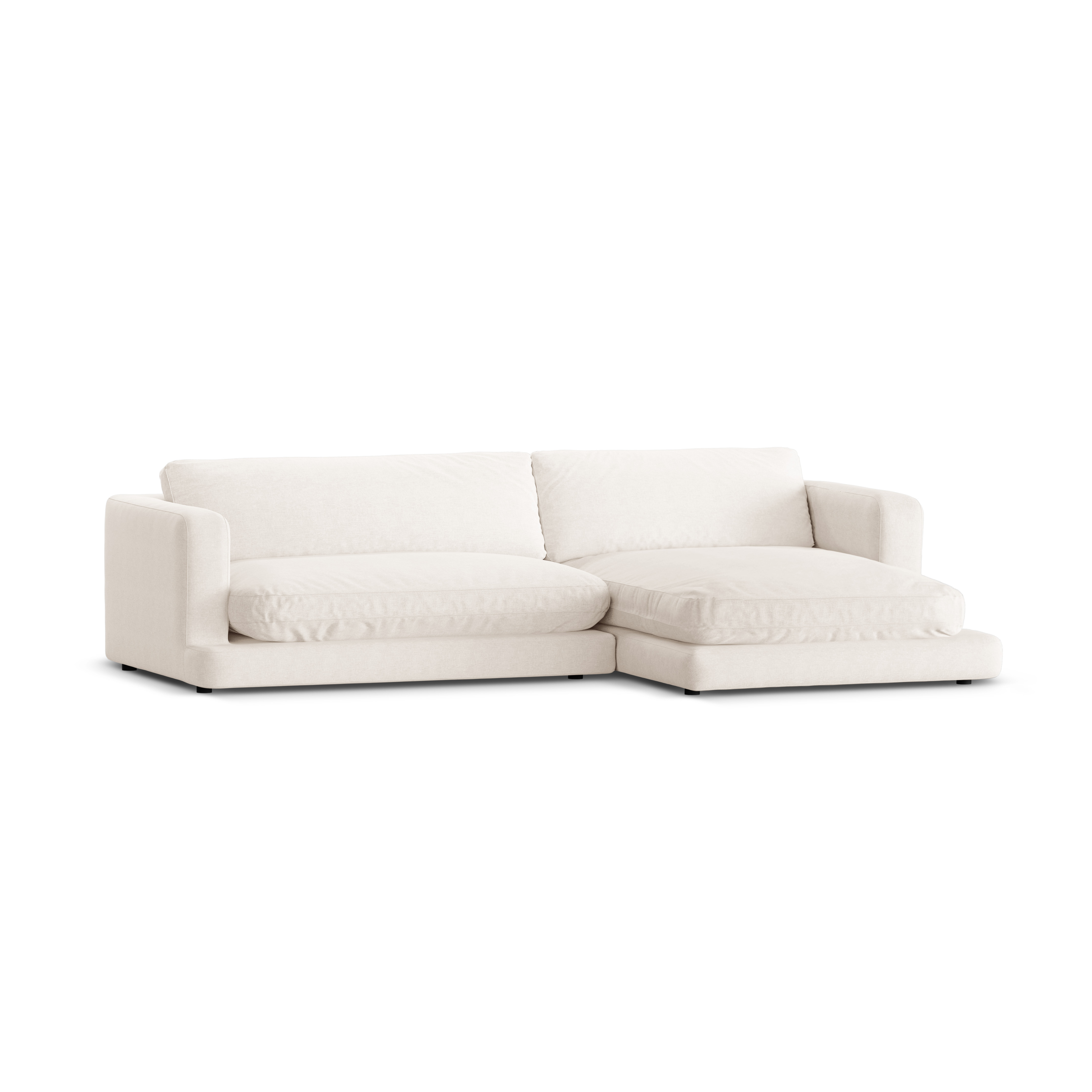 Right-hand corner sofa DAPHNE broken white chenille