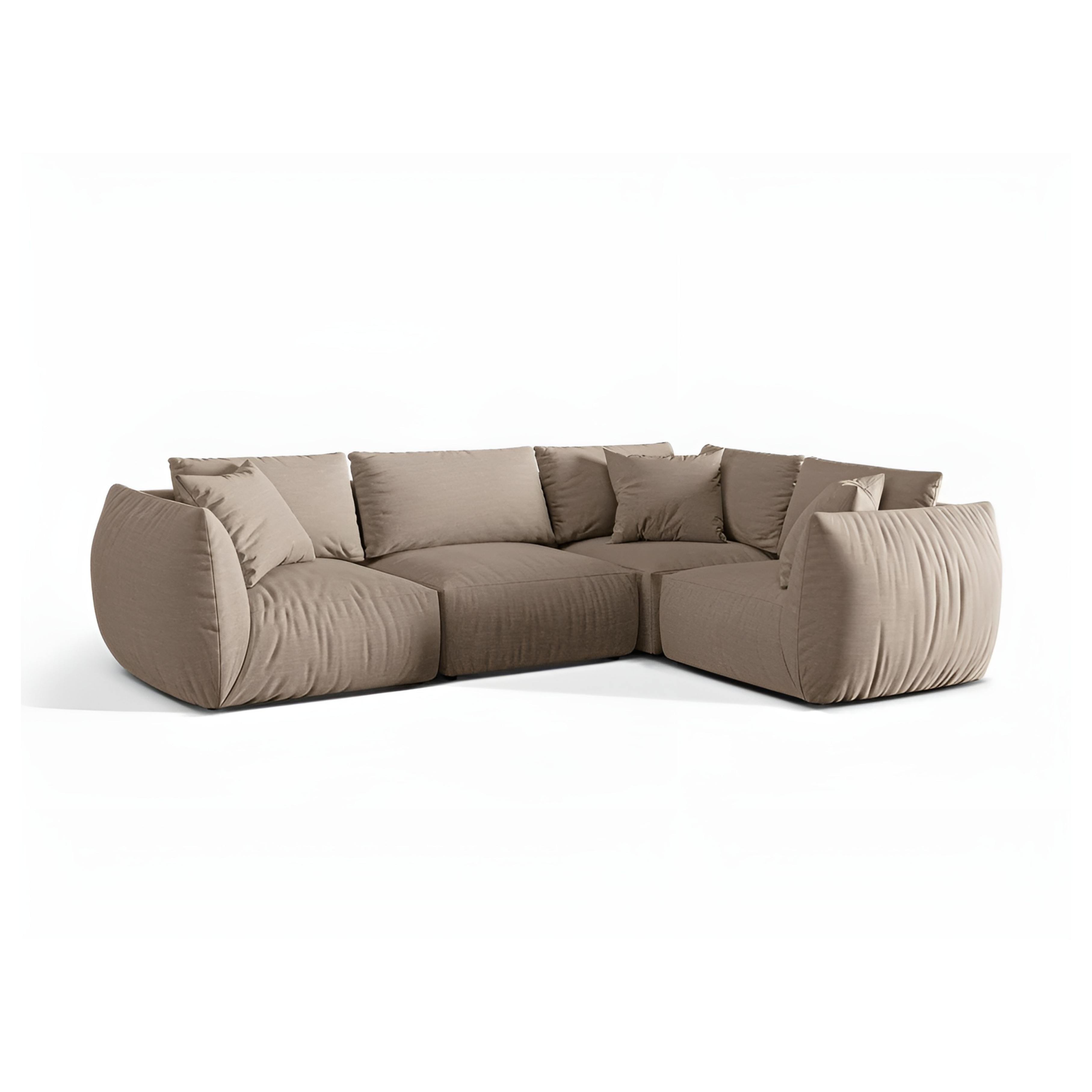 4-sitziger rechter Ecksofa CHRIS sandfarbener Chenille
