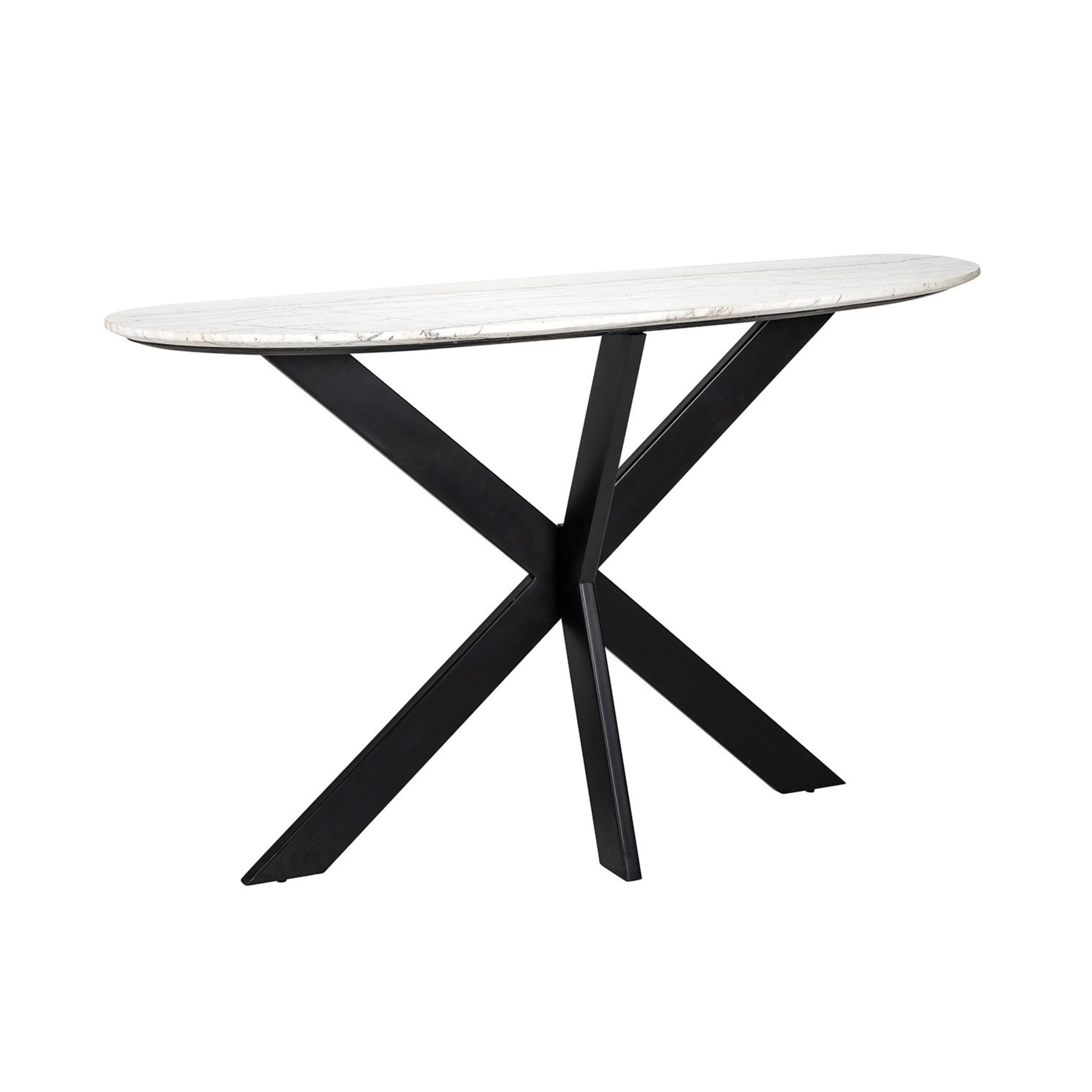 TROCADERO Console white marble with black base