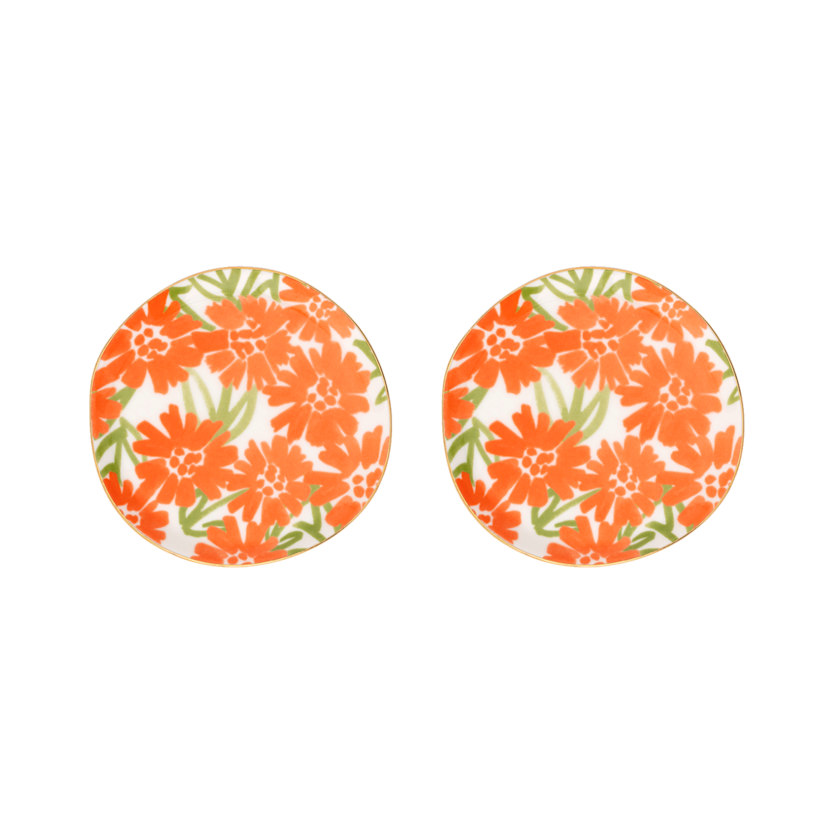 GOOD MORNING Plate Set with Orange Floral Motif