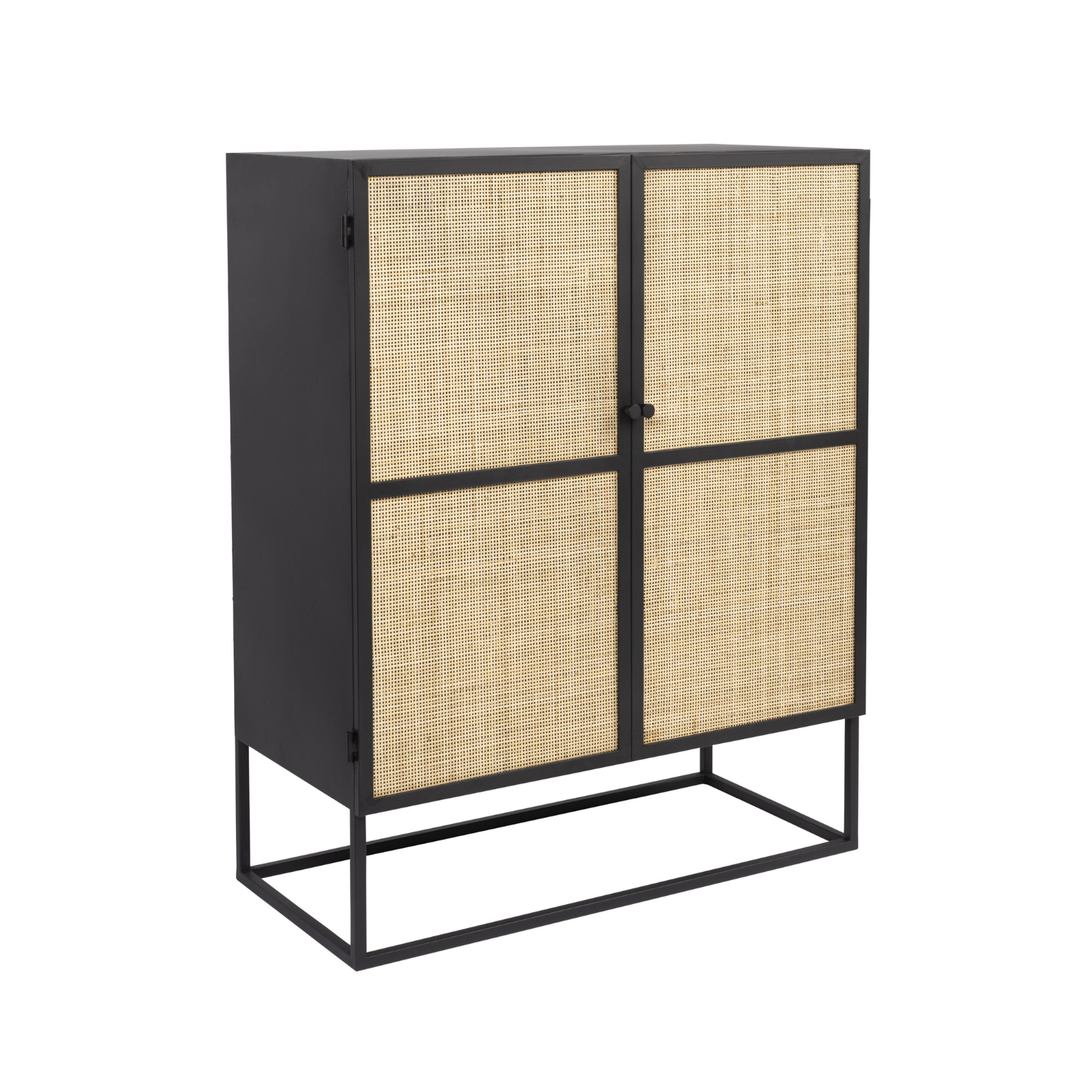 GUUJI BLACK 2-door cabinet with rattan