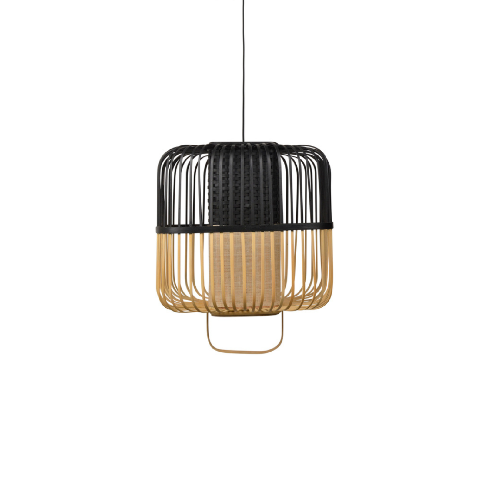 Quadratische Hanglampe Bambus schwarz