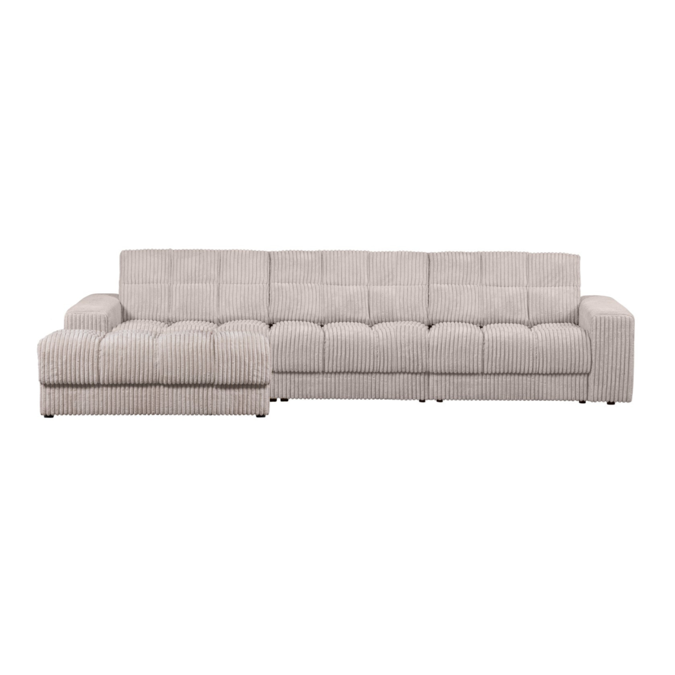 Left-sided corner sofa SECOND DATE cream corduroy