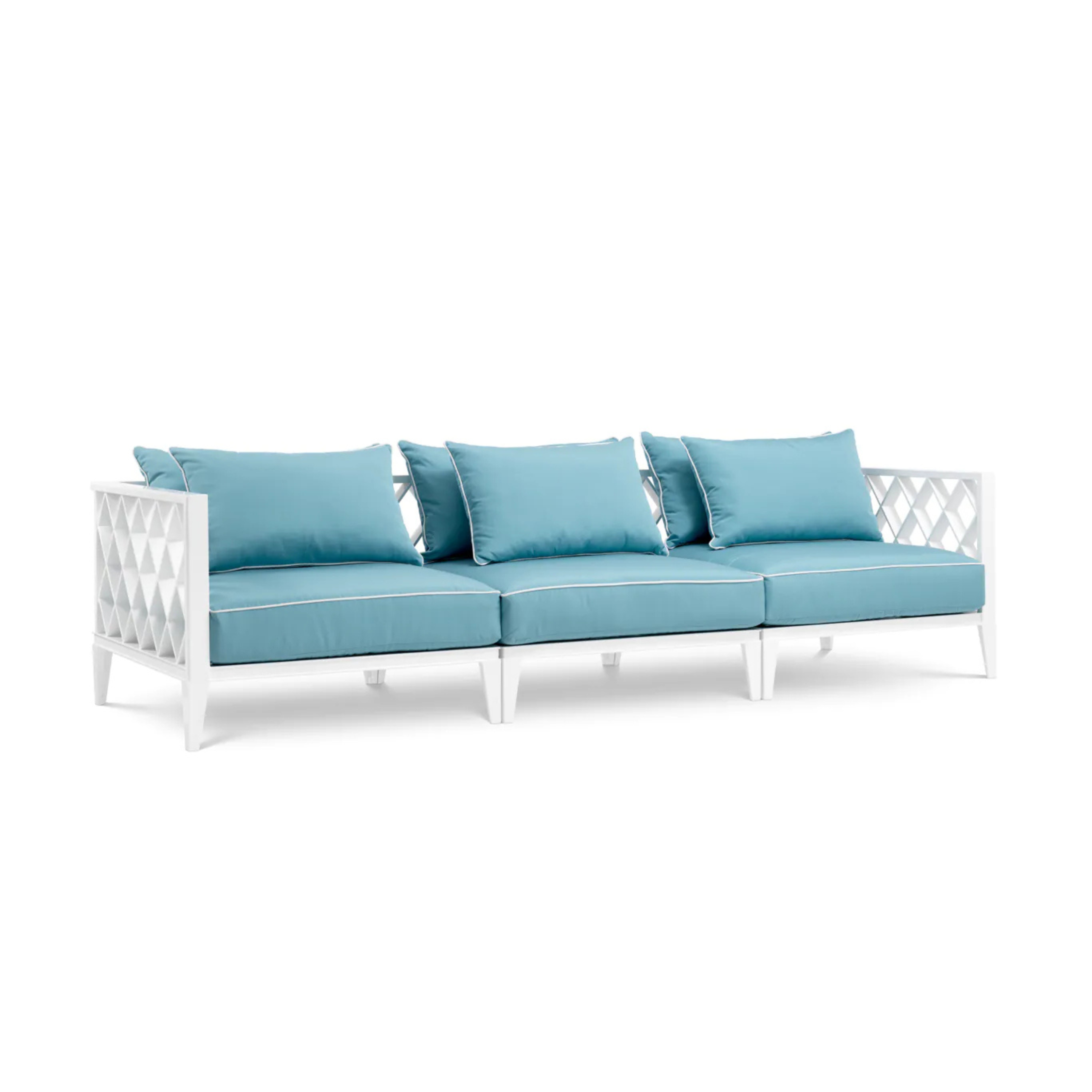 3-seater outdoor sofa OCEAN CLUB white with blue
