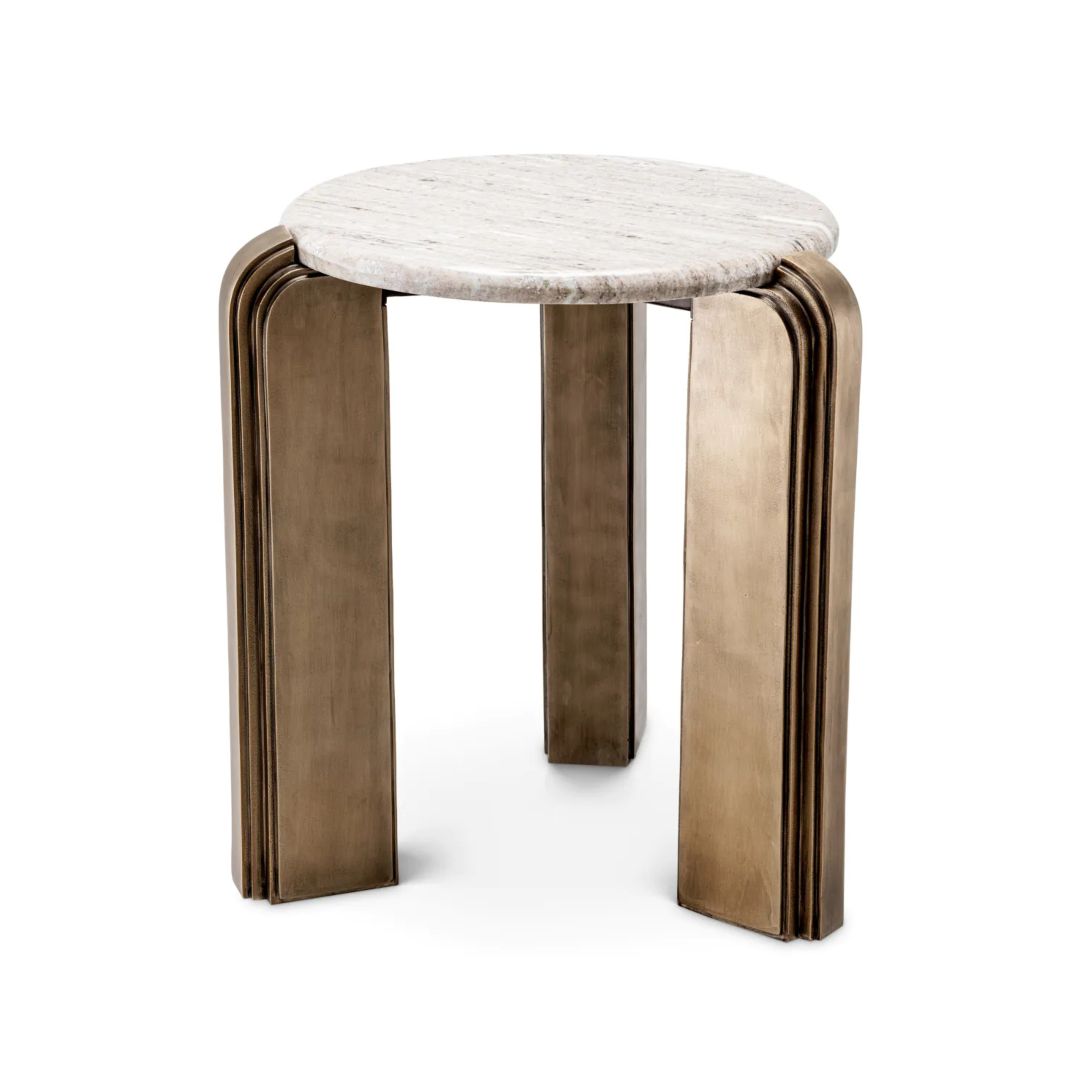 Beistelltisch ALBIN Marmor mit antikem Gold