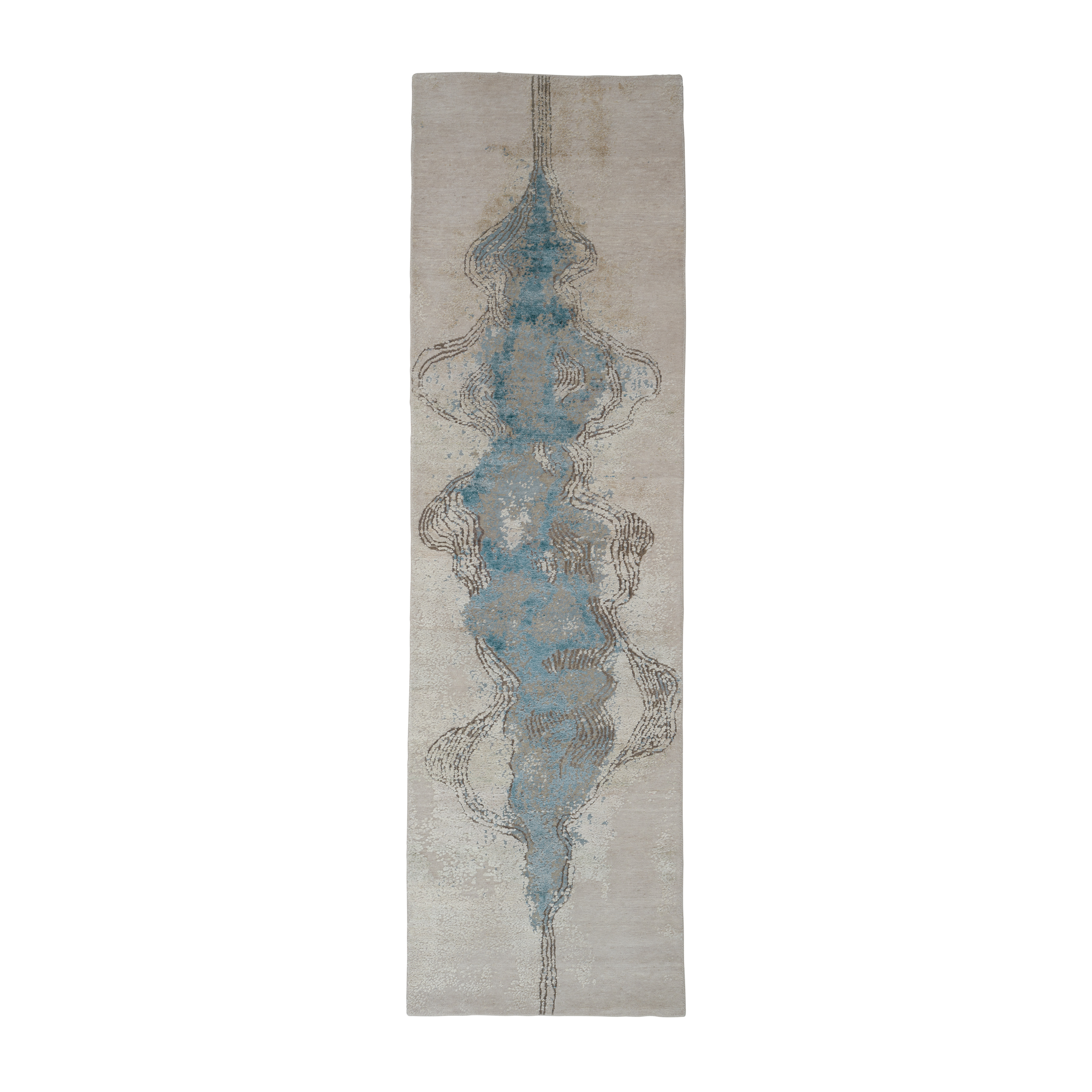 IMMERSED MYTH beige rug with blue