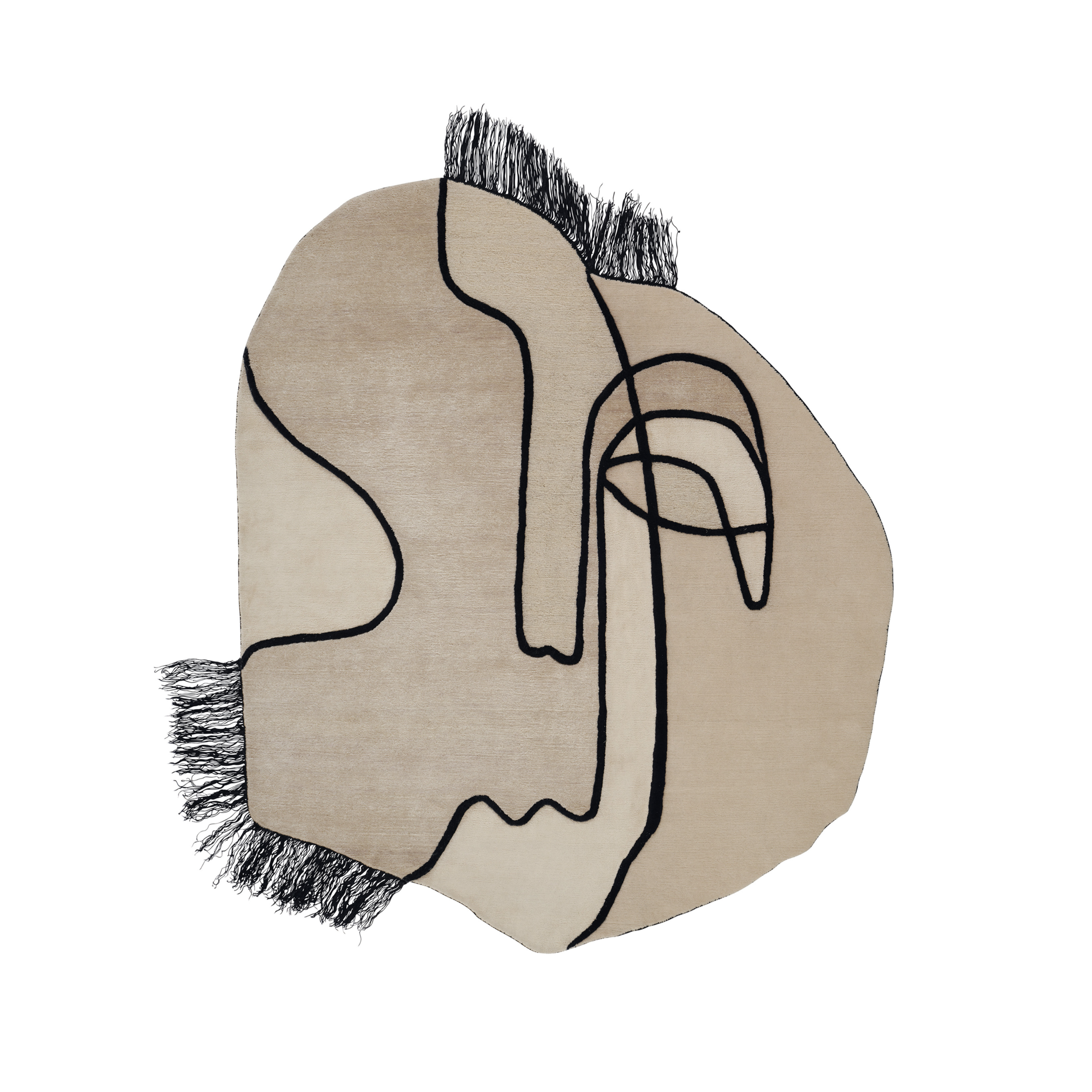 SLANTED SELF beige rug with black