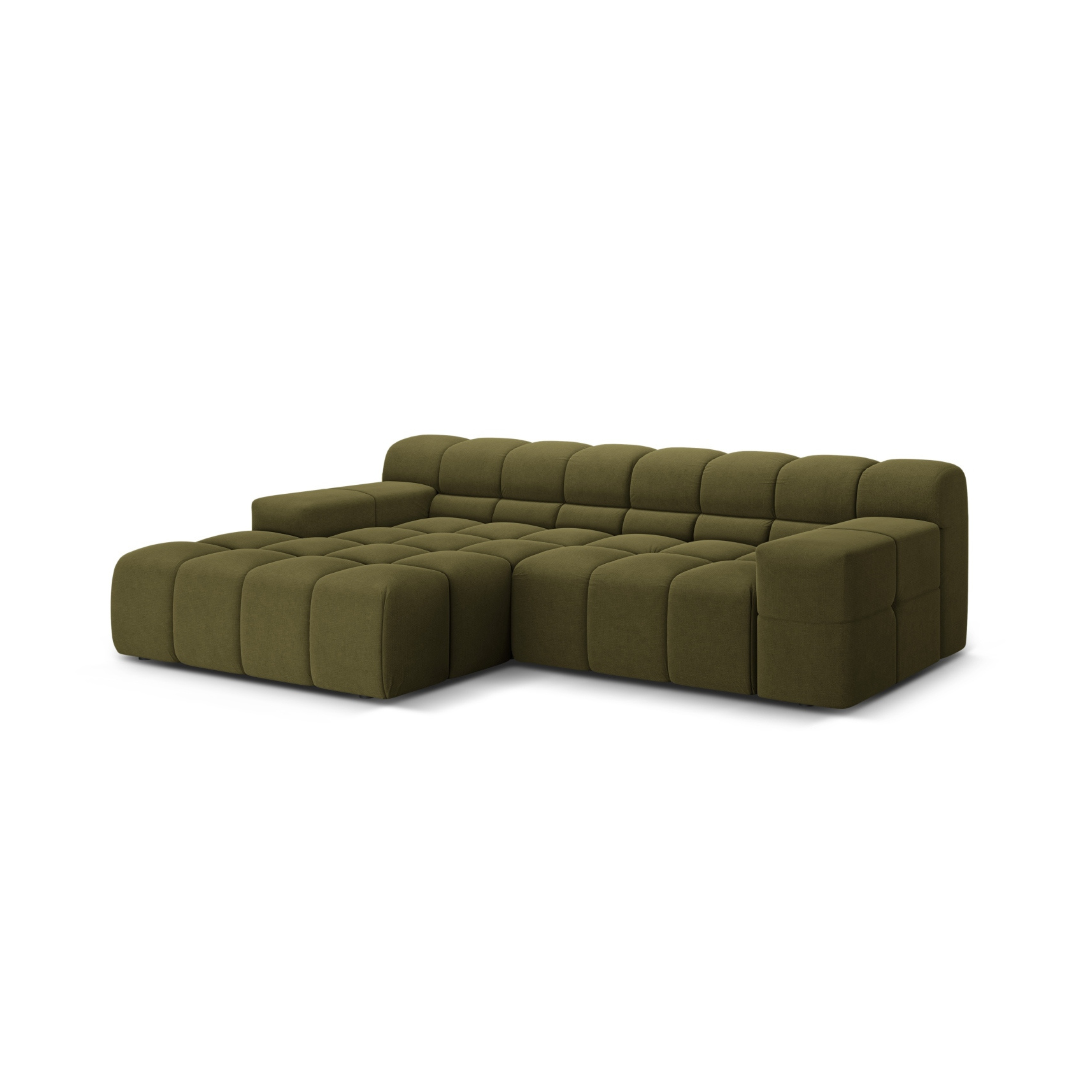 Zweisitzer-Ecksofa links AGAVE grün Chenille