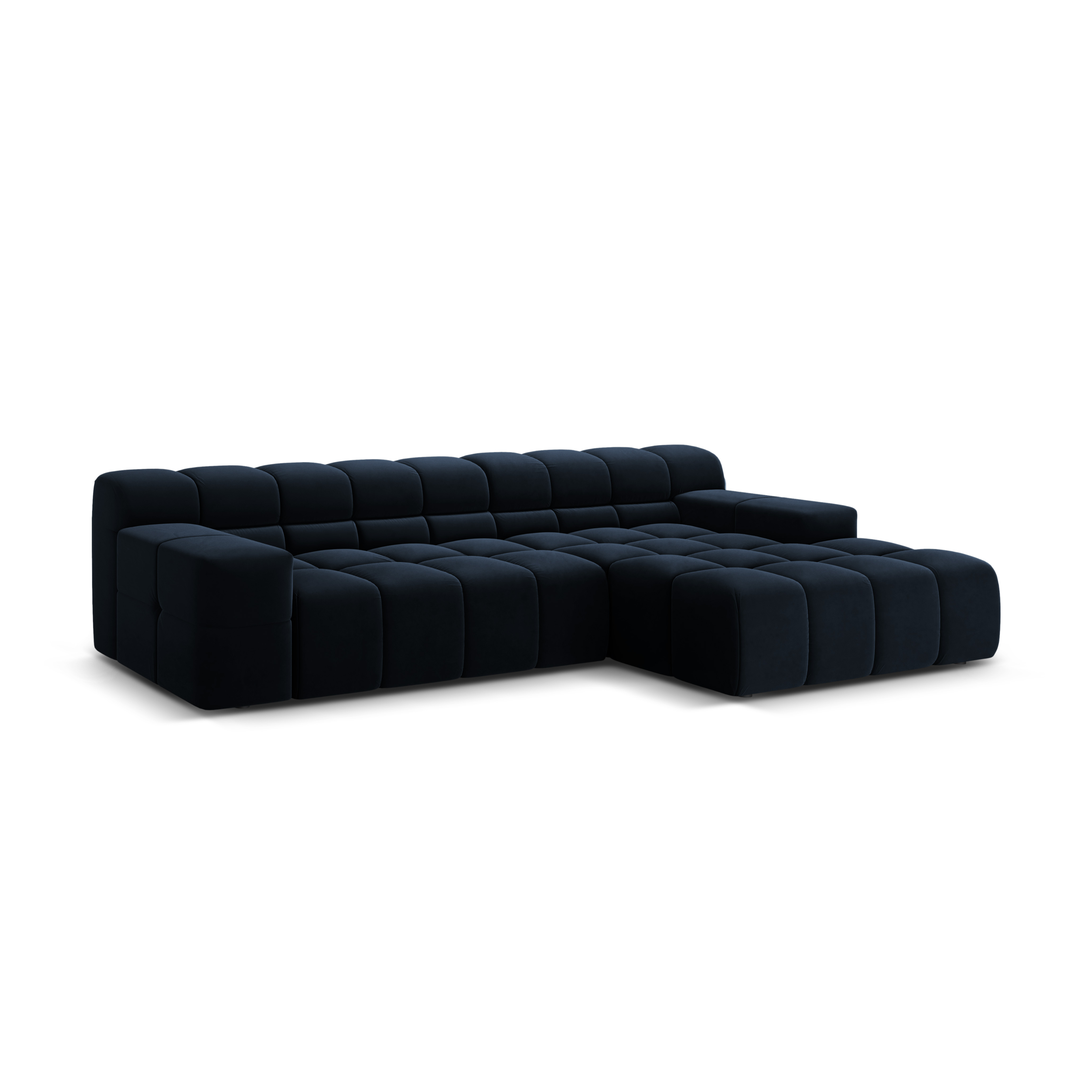 Samt-Ecksofa 3-sitzig rechts AGAVE marineblau