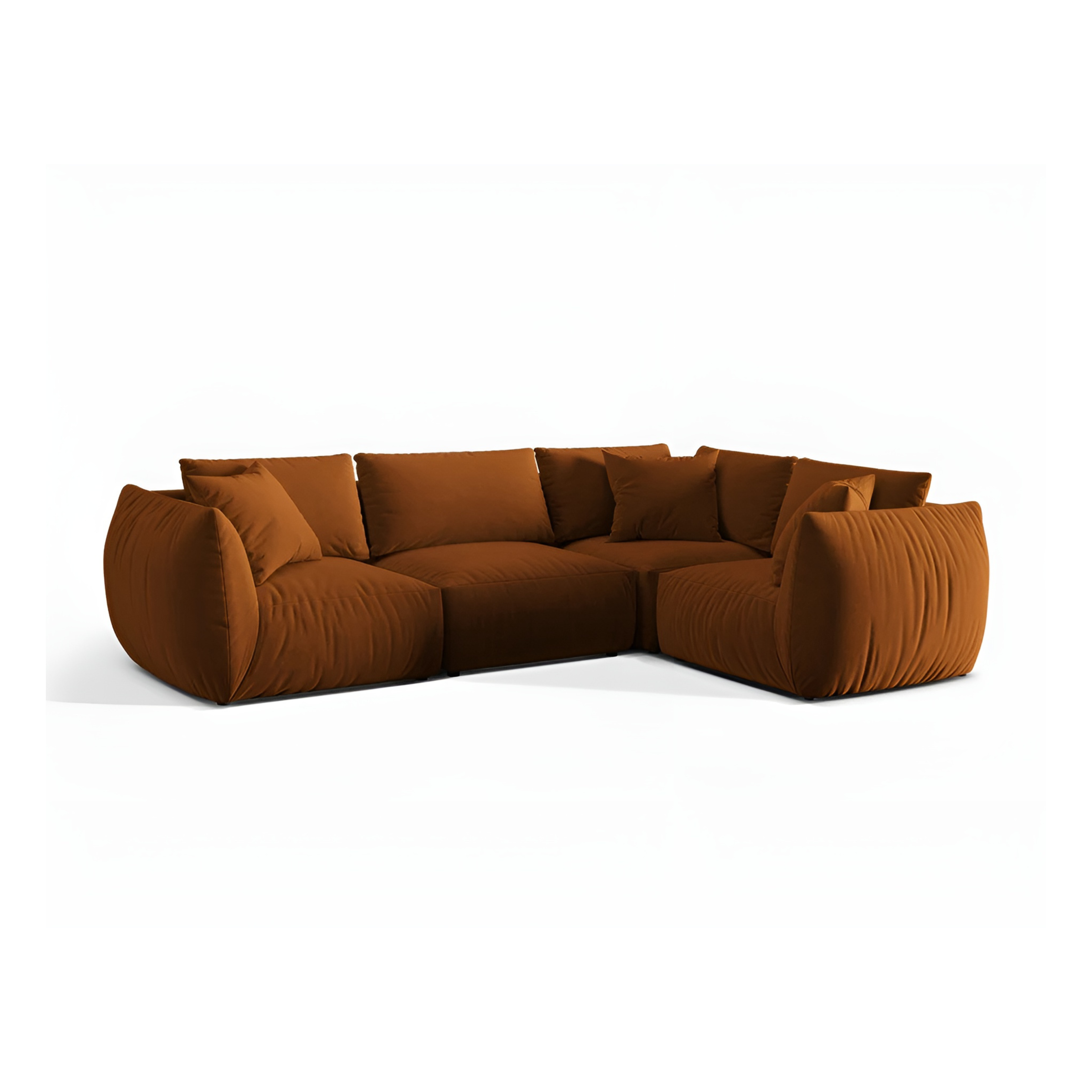 Samt-Ecksofa für 4 Personen rechts CHRIS terracotta