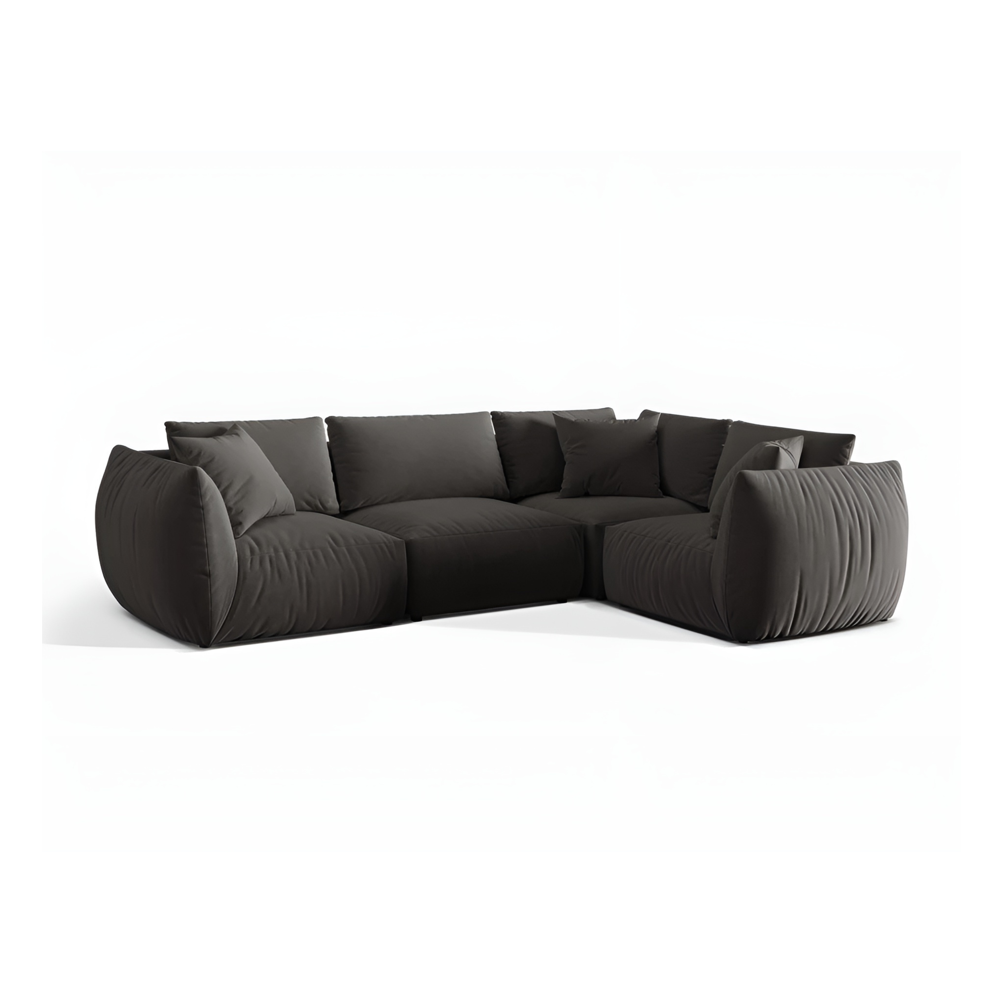 Velvet corner sofa for 4 people right-facing CHRIS dark gray