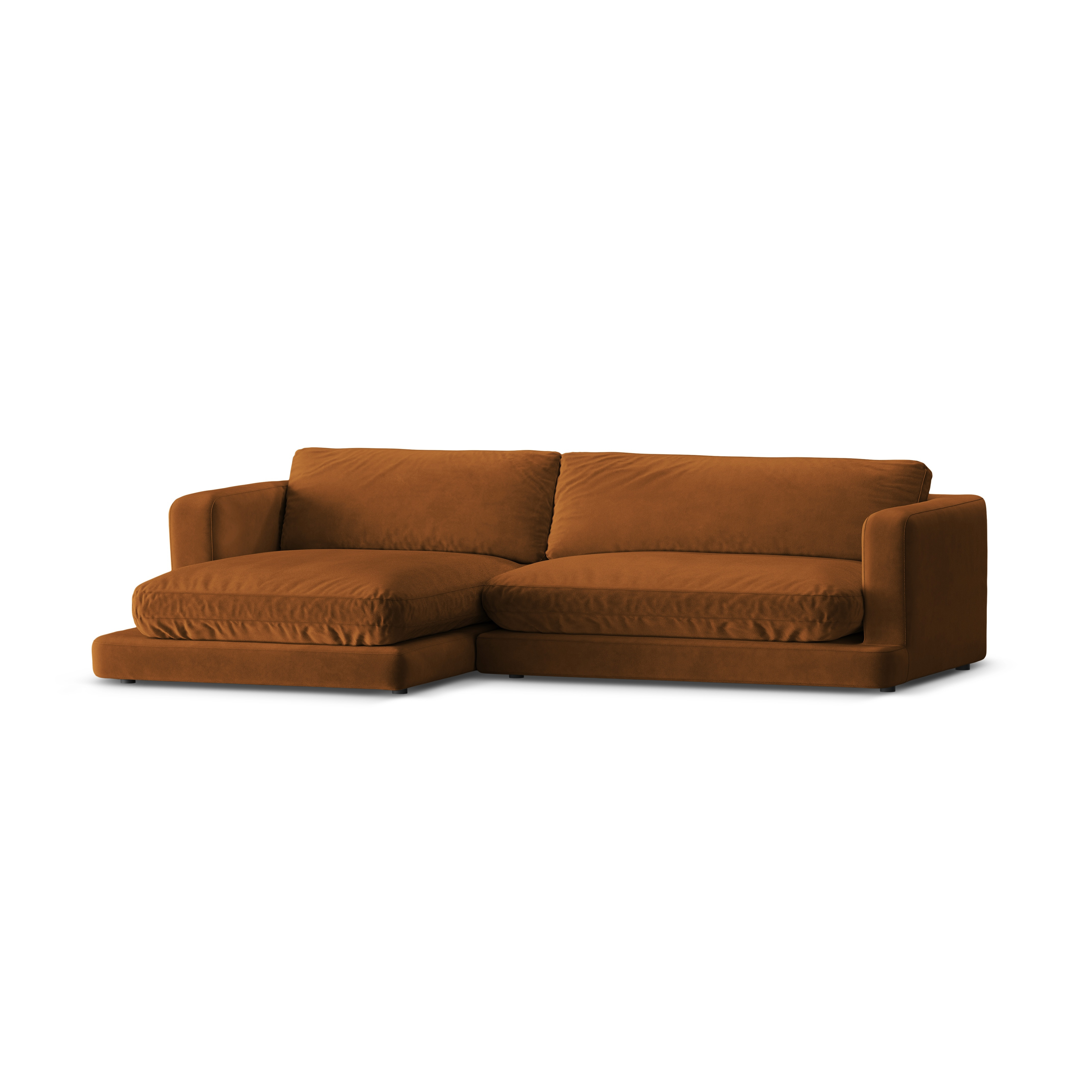 Samt-Ecksofa links DAPHNE kupfer
