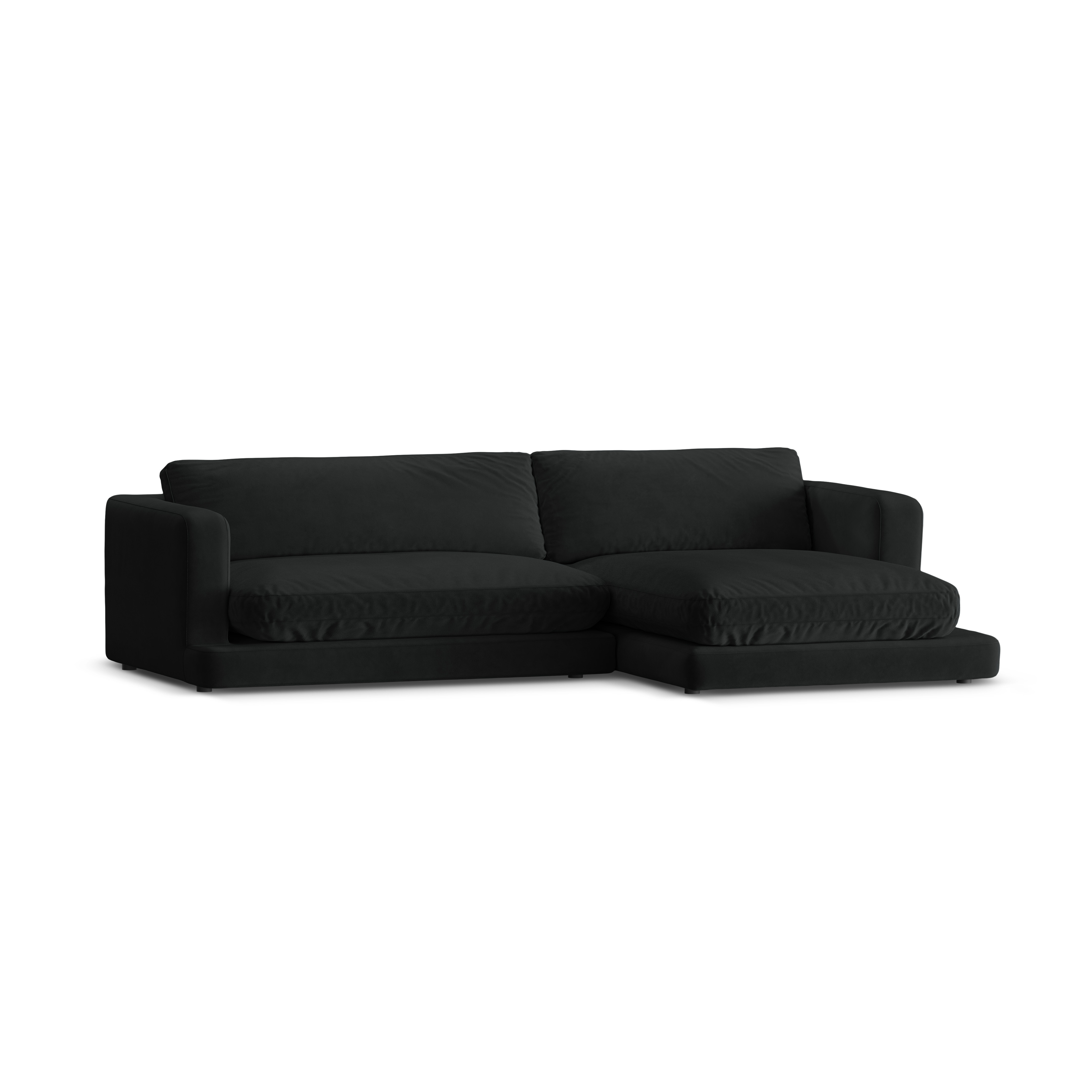 Samt-Ecksofa rechts DAPHNE schwarz