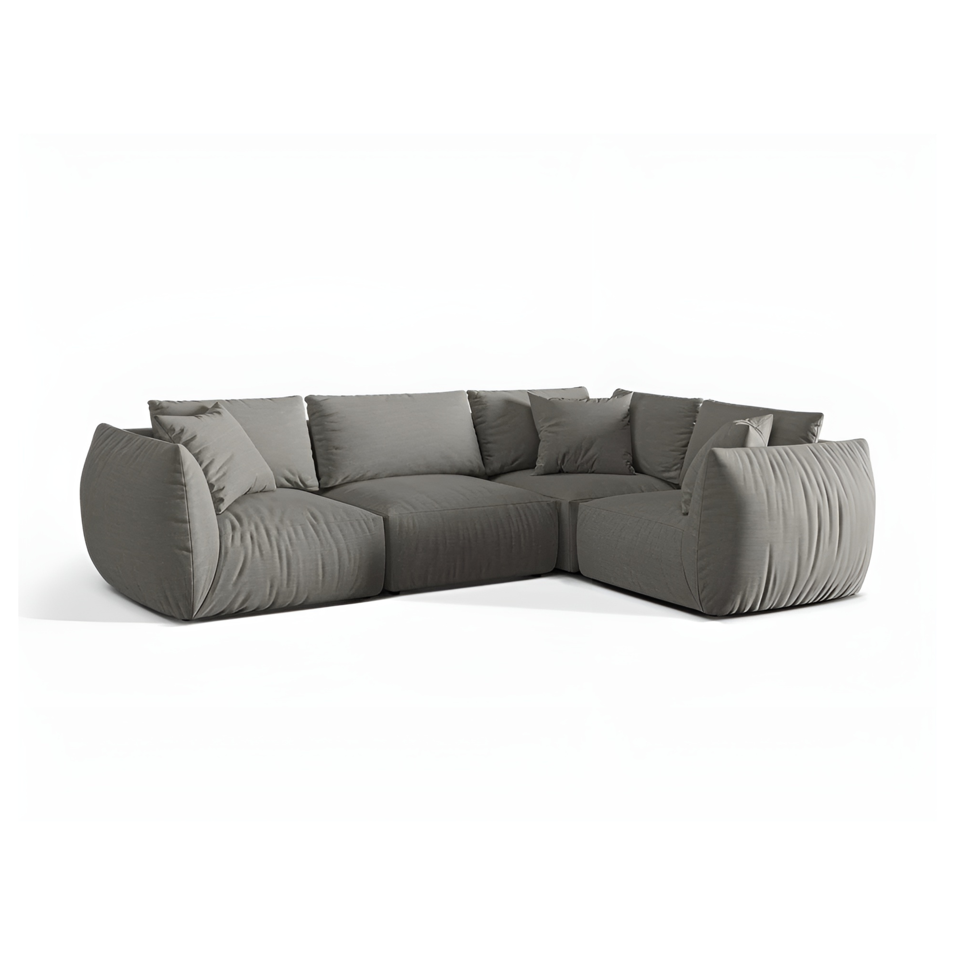 4-sitziger rechter Ecksofa CHRIS graues Chenille