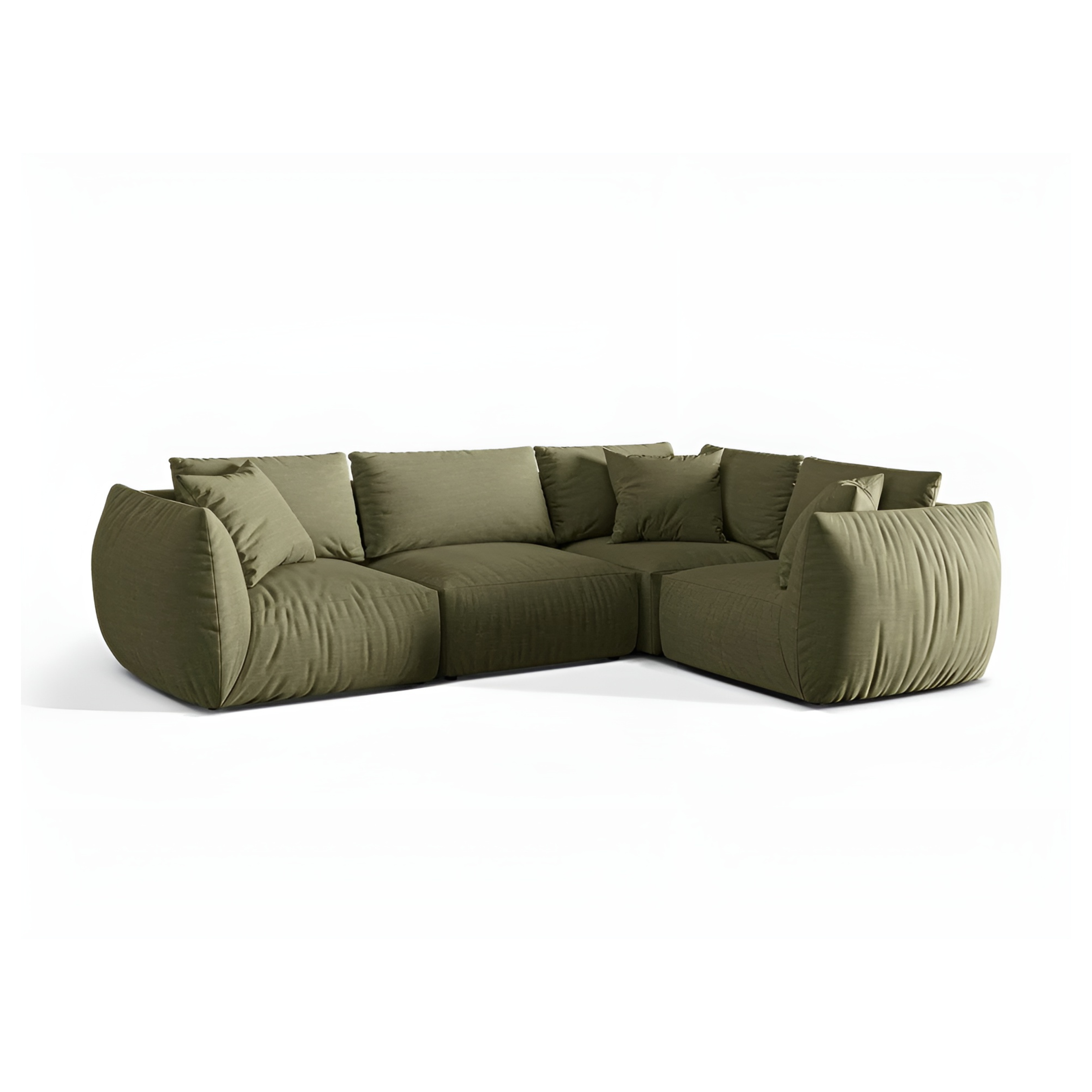 4-seater right-facing corner sofa CHRIS green chenille
