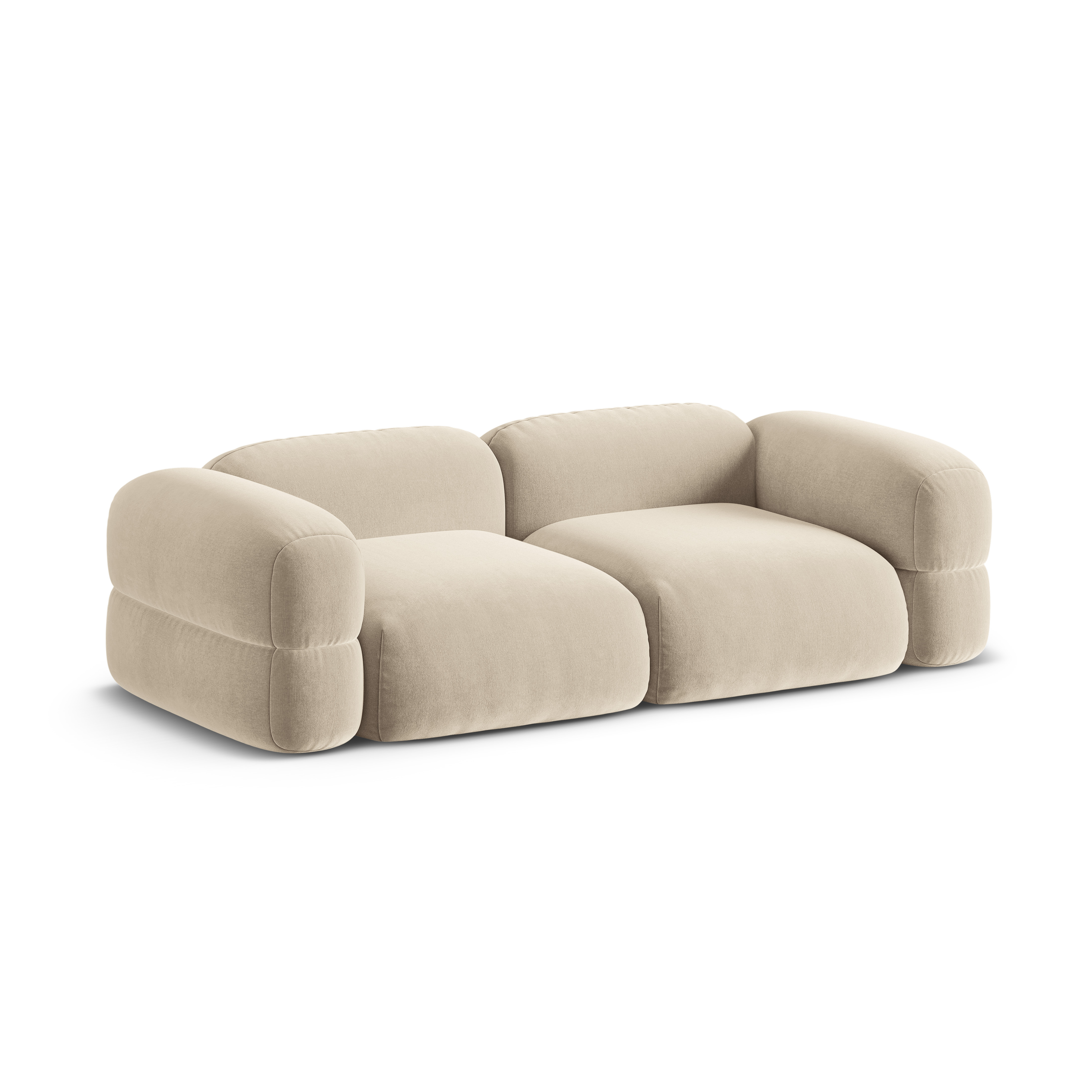 Velvet sofa for 4 people ROGER light beige