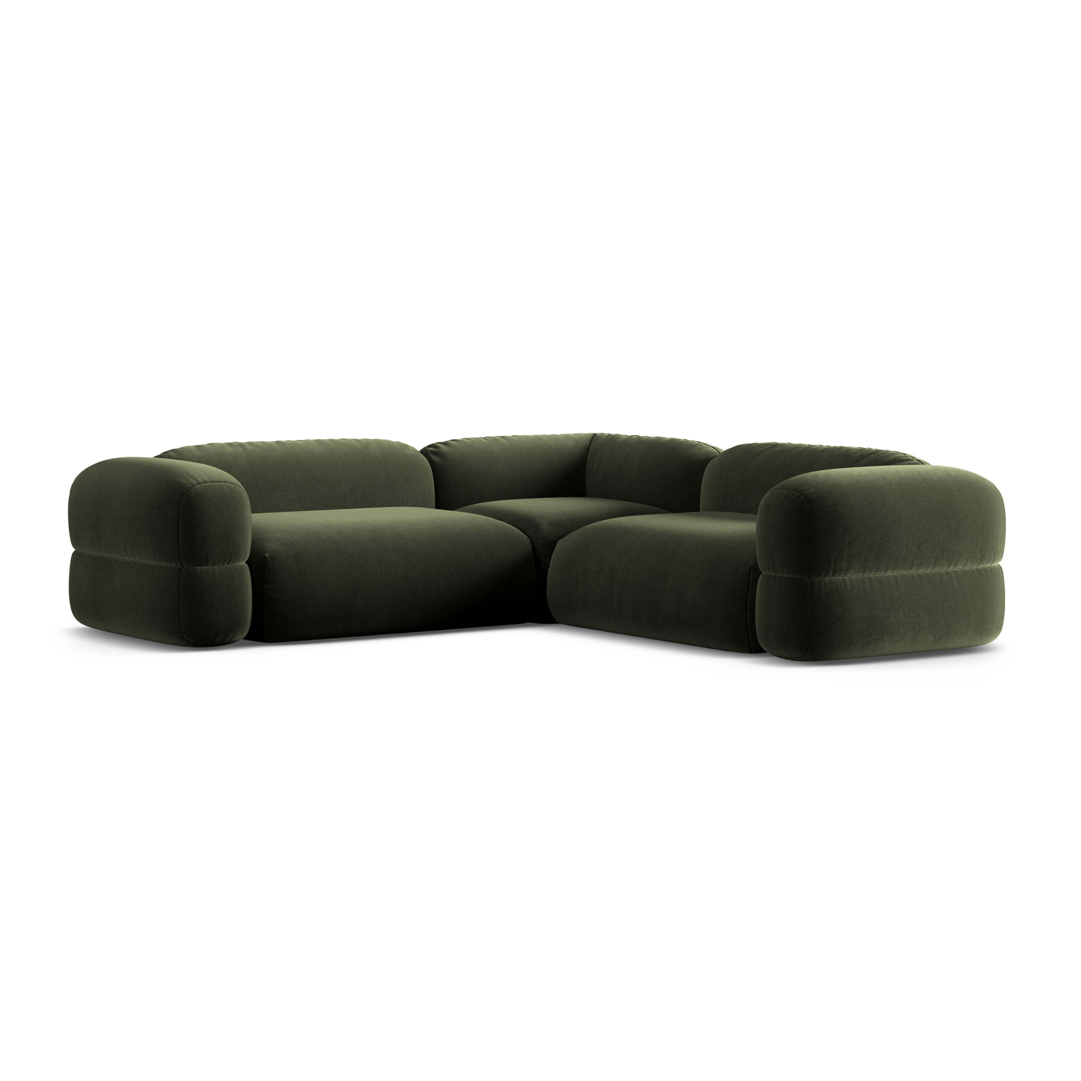 Symmetrical Velvet Corner Sofa ROGER Olive